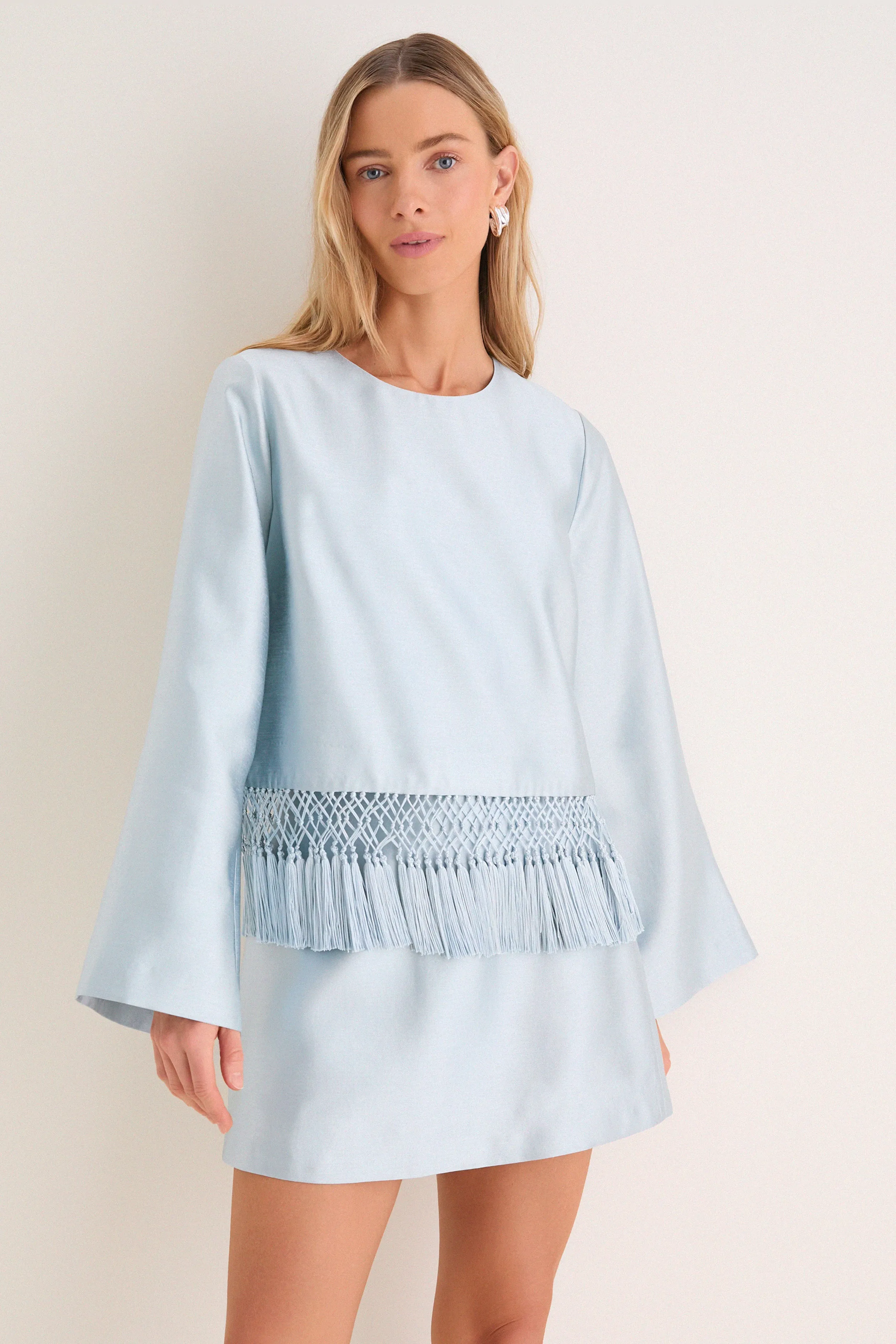 Pewter Blue Maxine Tassel Top sold by Tuckernuck