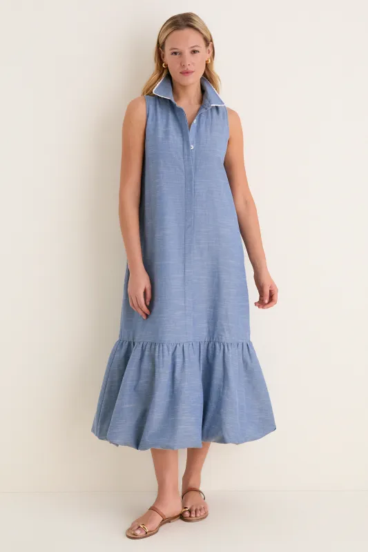 Chambray Sleeveless Martine Bubble Maxi Dress made by Tuckernuck