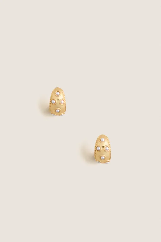 Gold and Pearl Blanche Hoop Earrings made by Tuckernuck