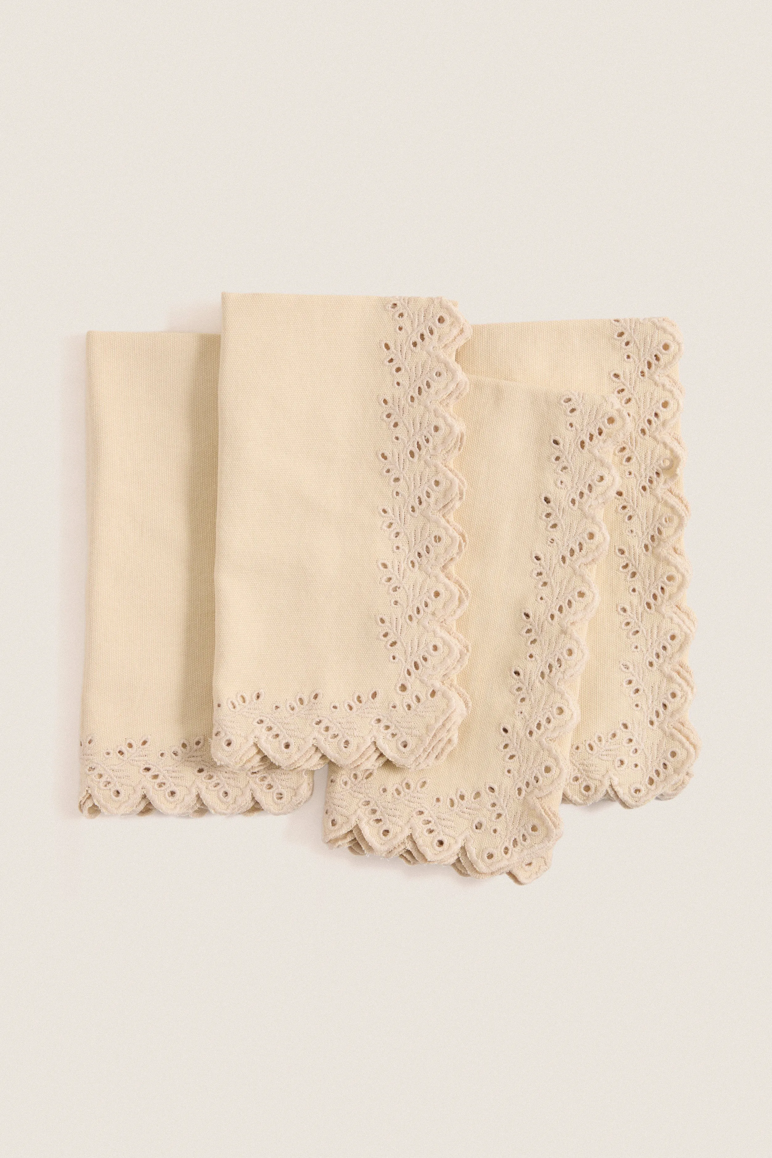 Khaki Eyelet Embroidered Napkins Set of 4 sold by Tuckernuck