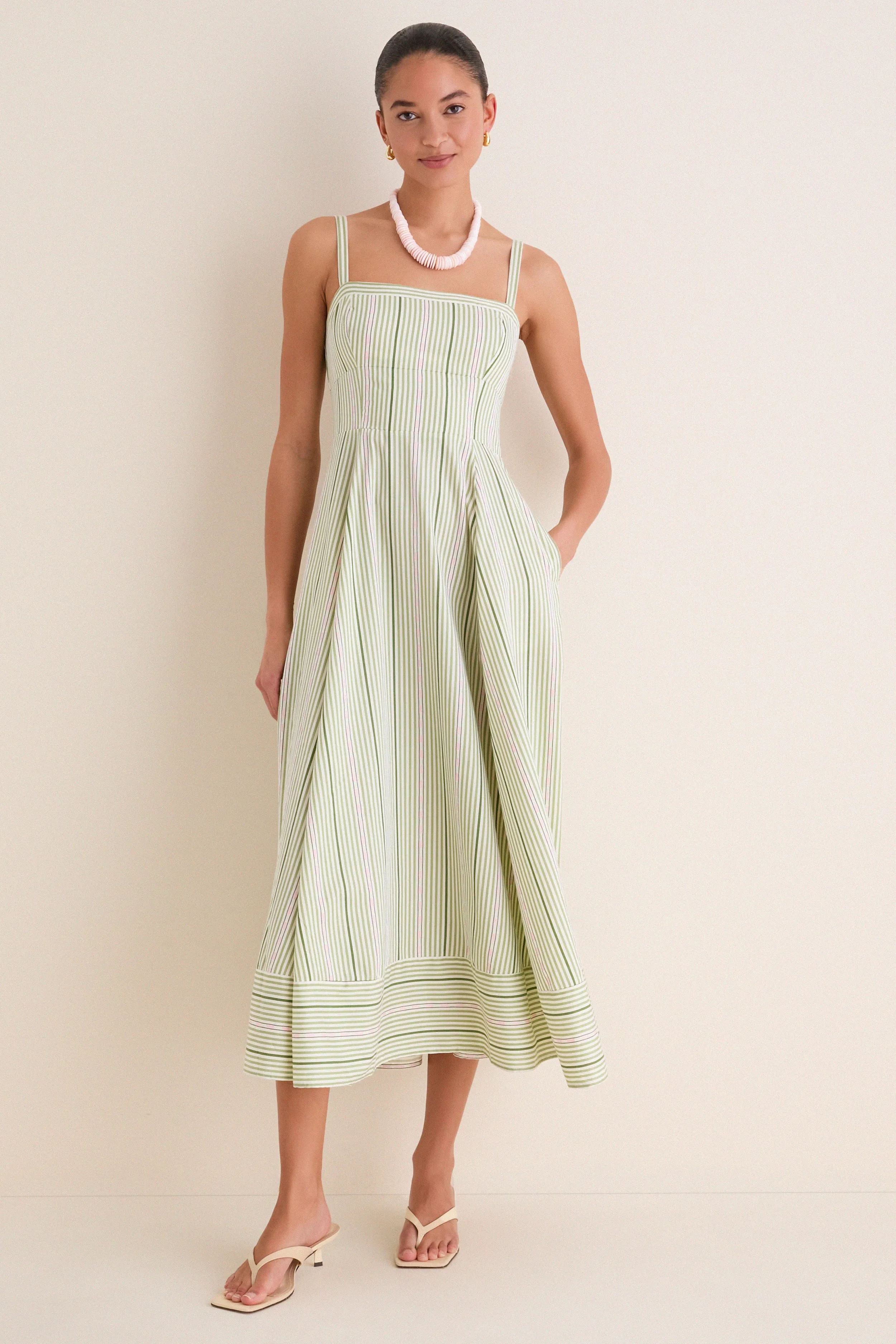 Green Jacquard Stripe Margot Dress sold by Tuckernuck