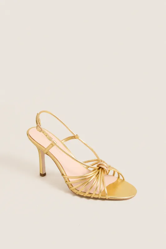 Gold Metallic Nappa Mareka Heels made by Loeffler Randall