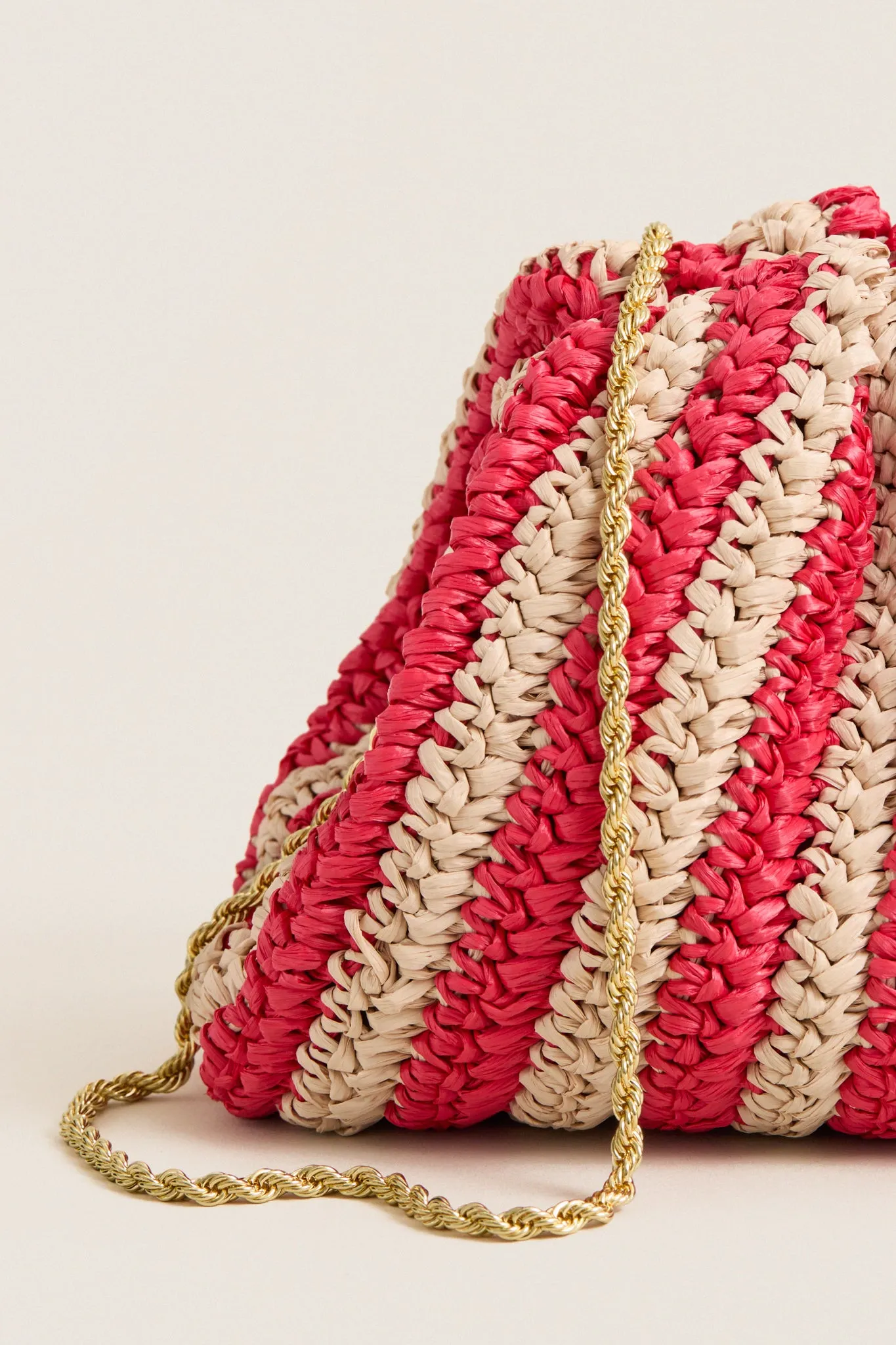 Red and Natural Crochet Striped Bailey Clutch sold by Tuckernuck product image thumbnail 3