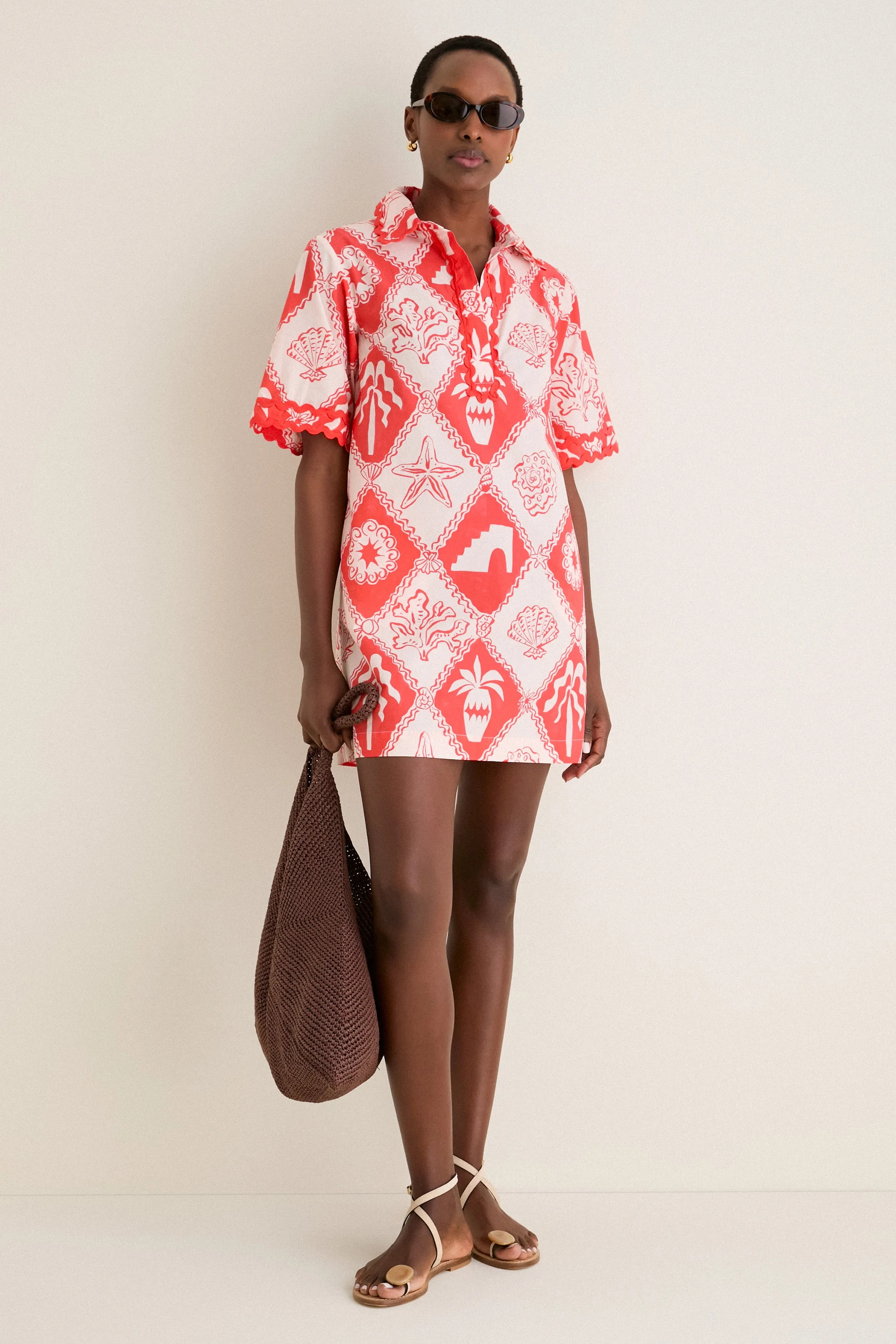 Asterias Red Collared Shirt Mini Dress sold by Tuckernuck product image thumbnail 2