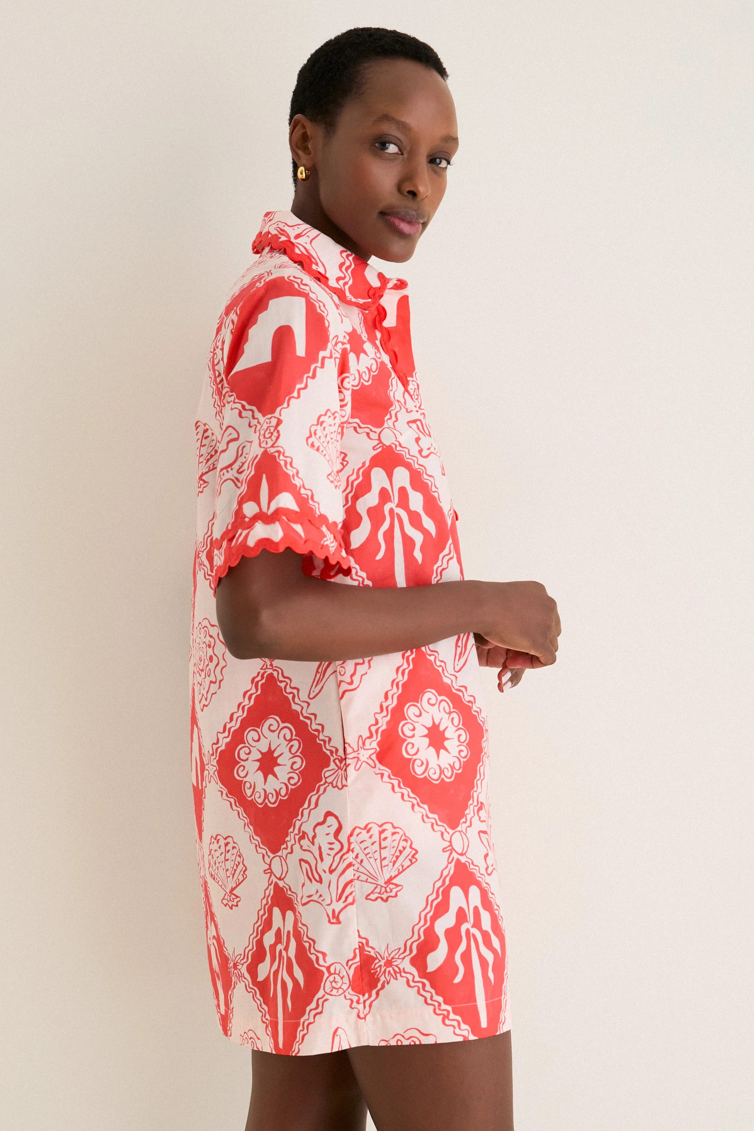 Asterias Red Collared Shirt Mini Dress sold by Tuckernuck product image thumbnail 3