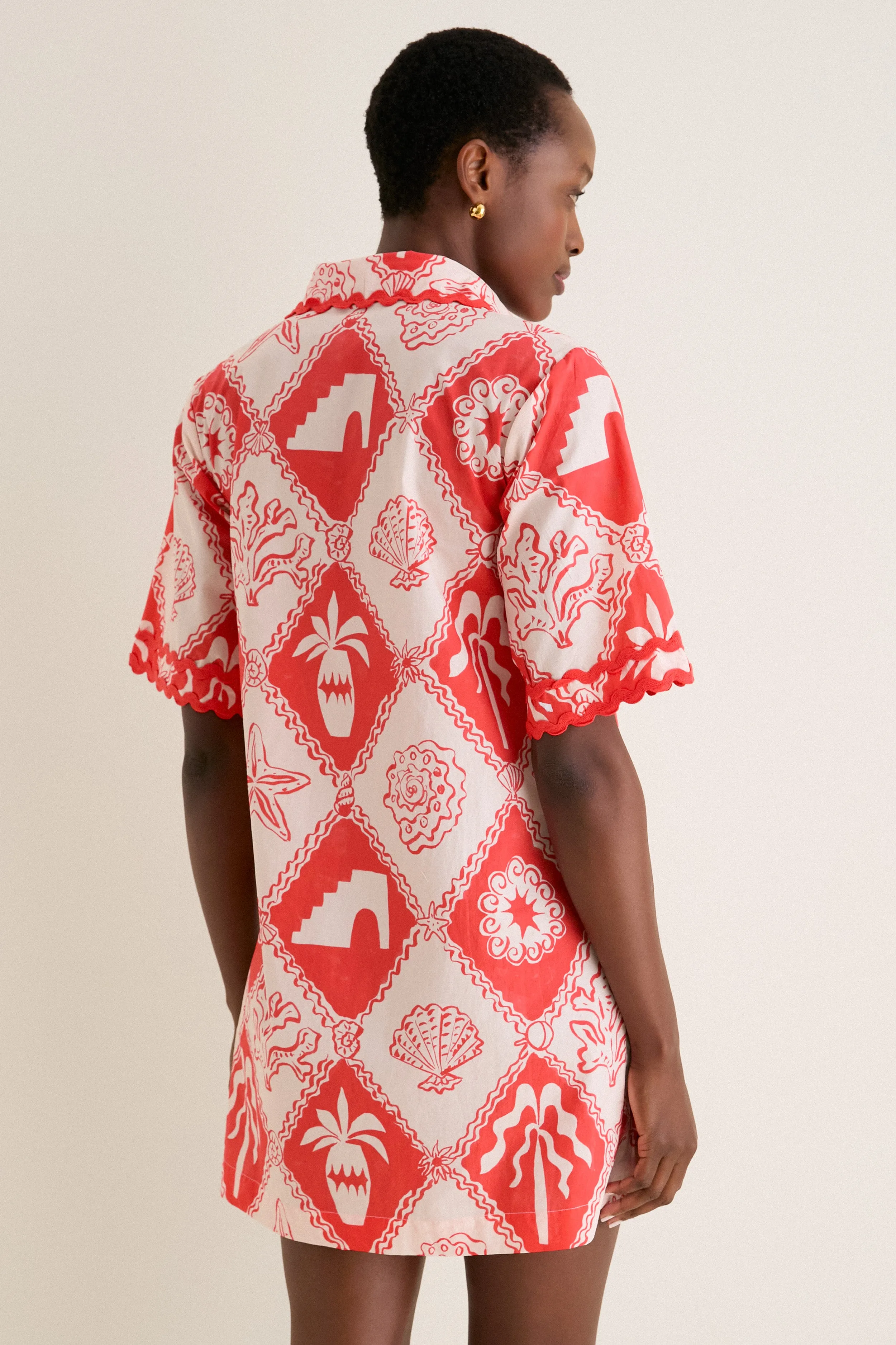 Asterias Red Collared Shirt Mini Dress sold by Tuckernuck product image thumbnail 4