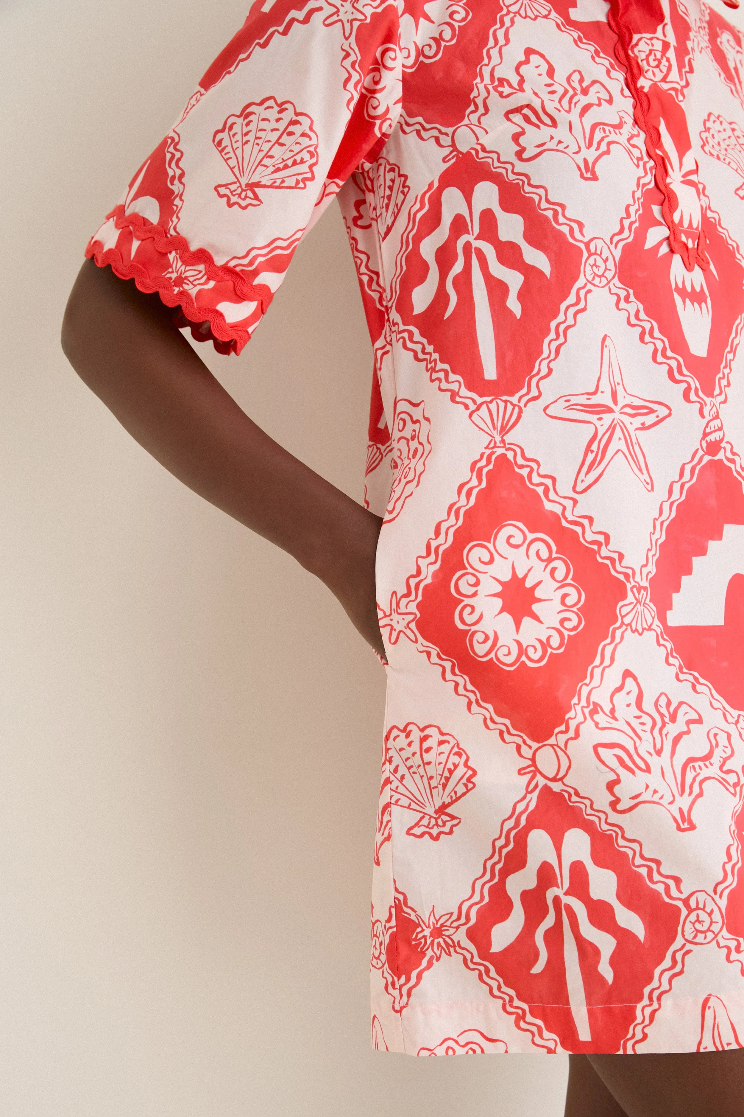 Asterias Red Collared Shirt Mini Dress sold by Tuckernuck product image thumbnail 5