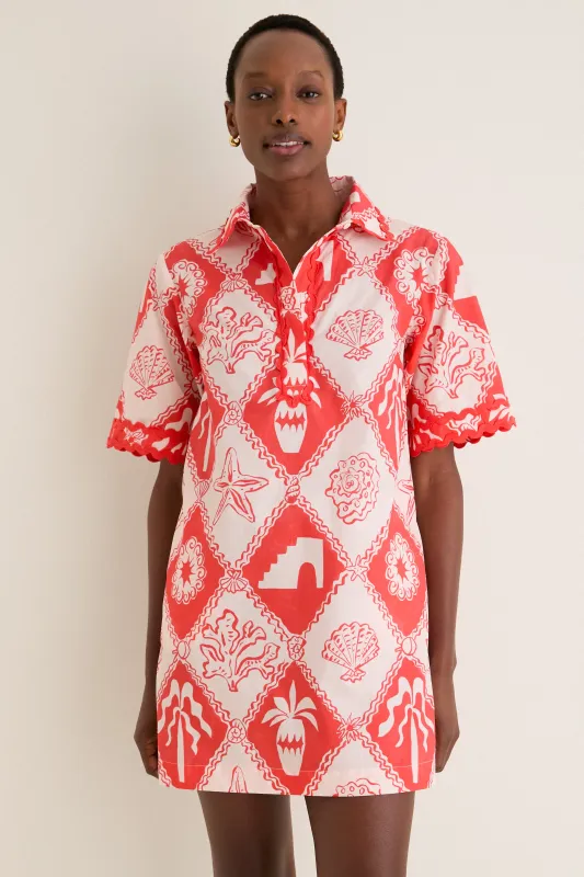 Asterias Red Collared Shirt Mini Dress made by Tuckernuck