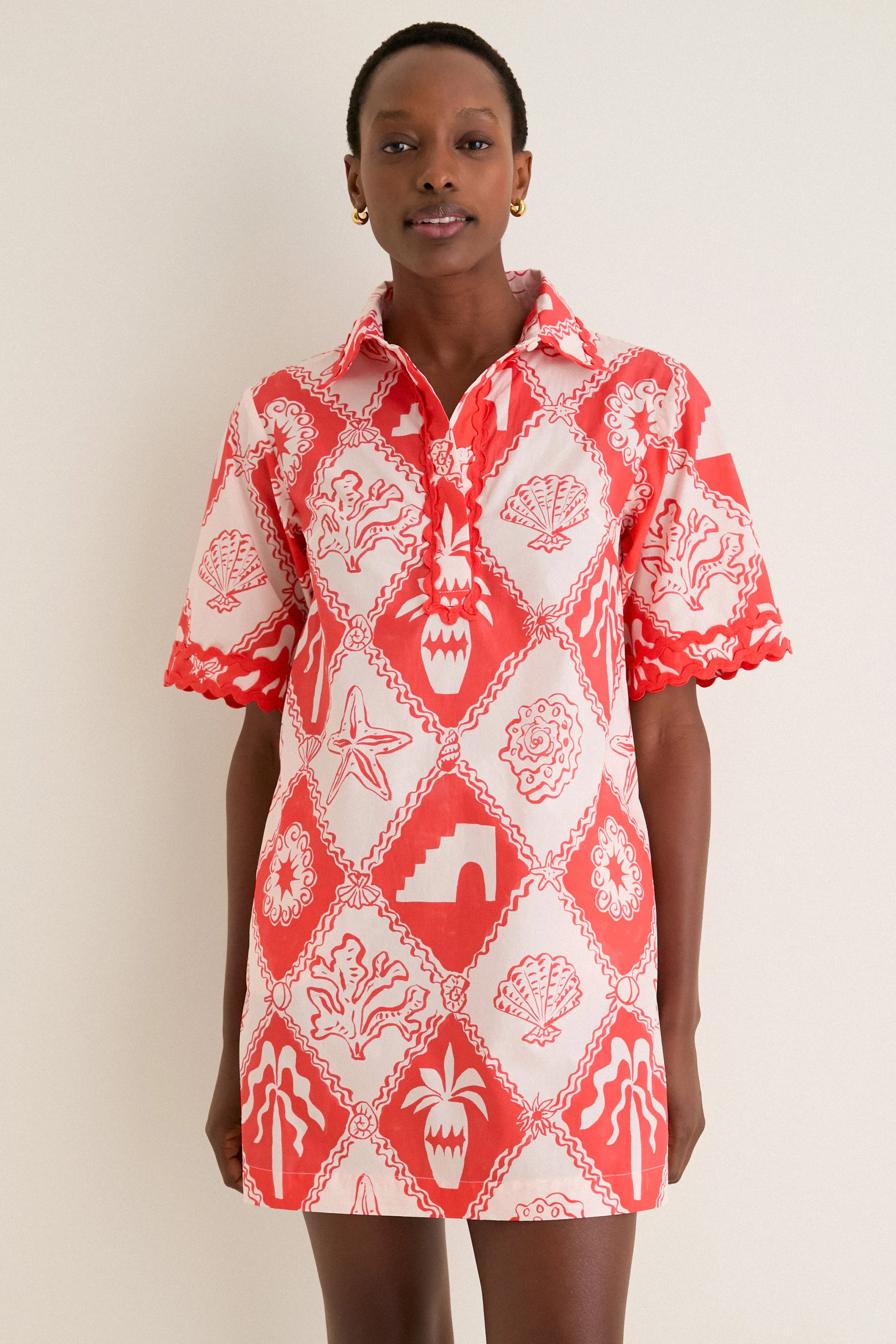 Asterias Red Collared Shirt Mini Dress sold by Tuckernuck