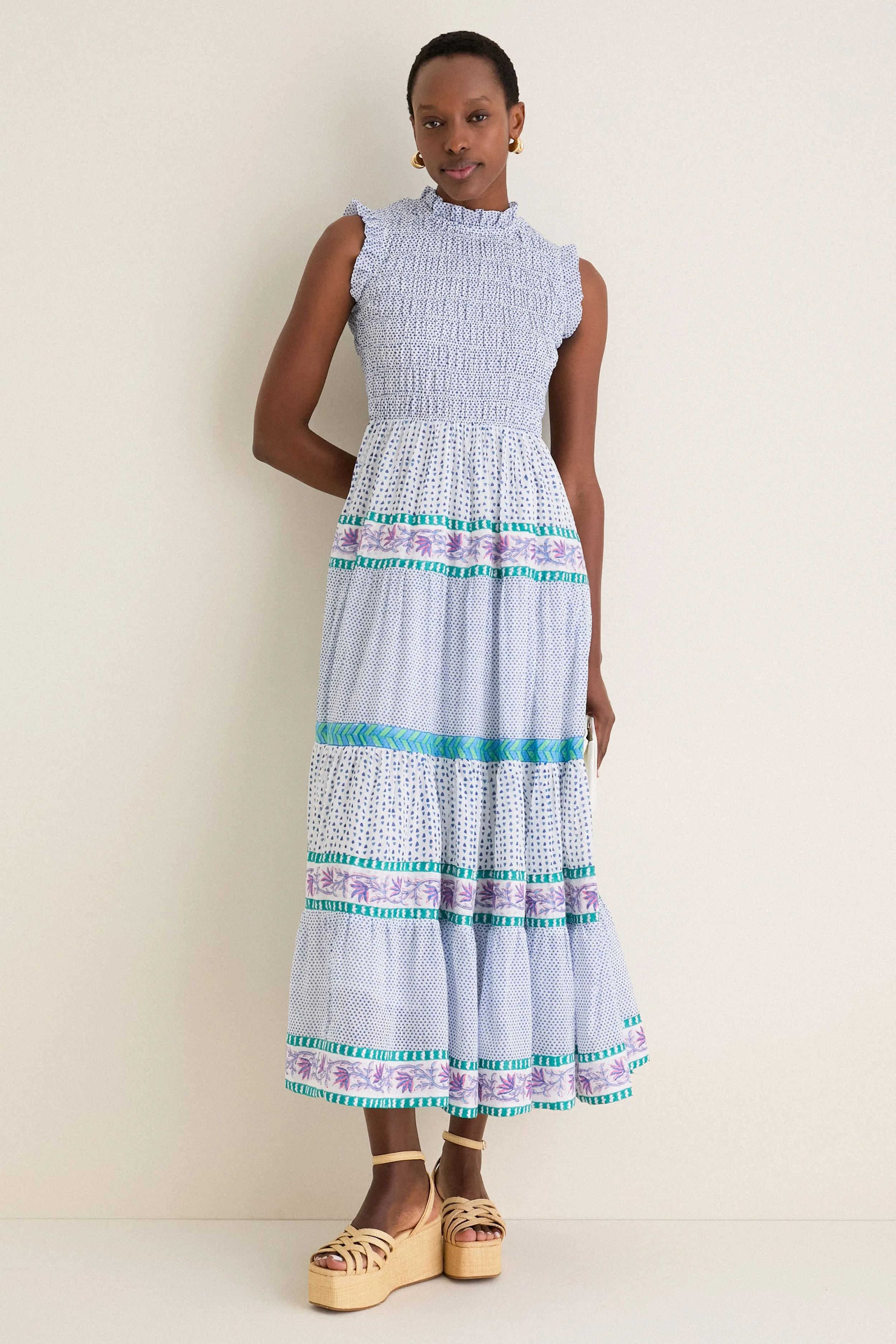 Capri Blue Sleeveless Smocked Maxi Dress sold by Tuckernuck product image thumbnail 3