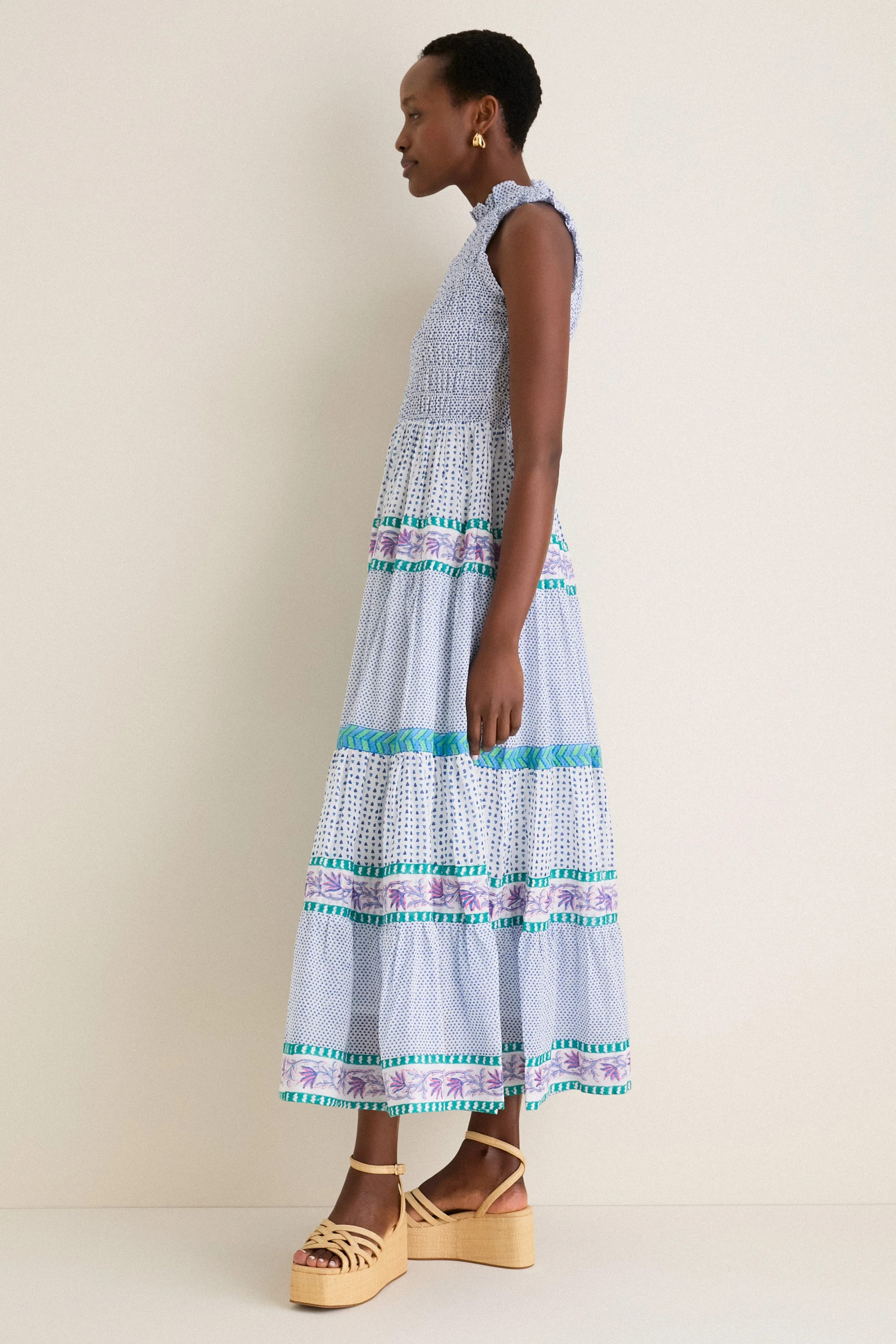 Capri Blue Sleeveless Smocked Maxi Dress sold by Tuckernuck product image thumbnail 4
