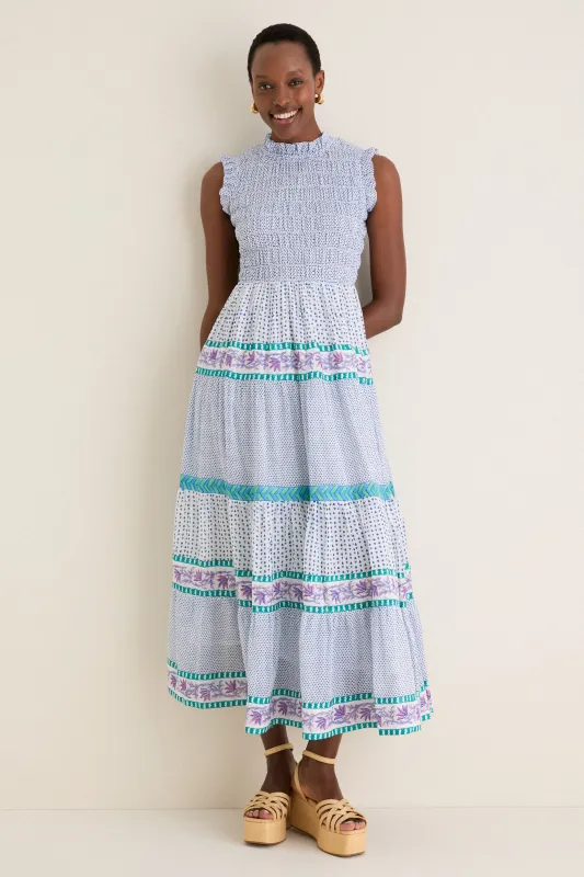 Capri Blue Sleeveless Smocked Maxi Dress made by Tuckernuck