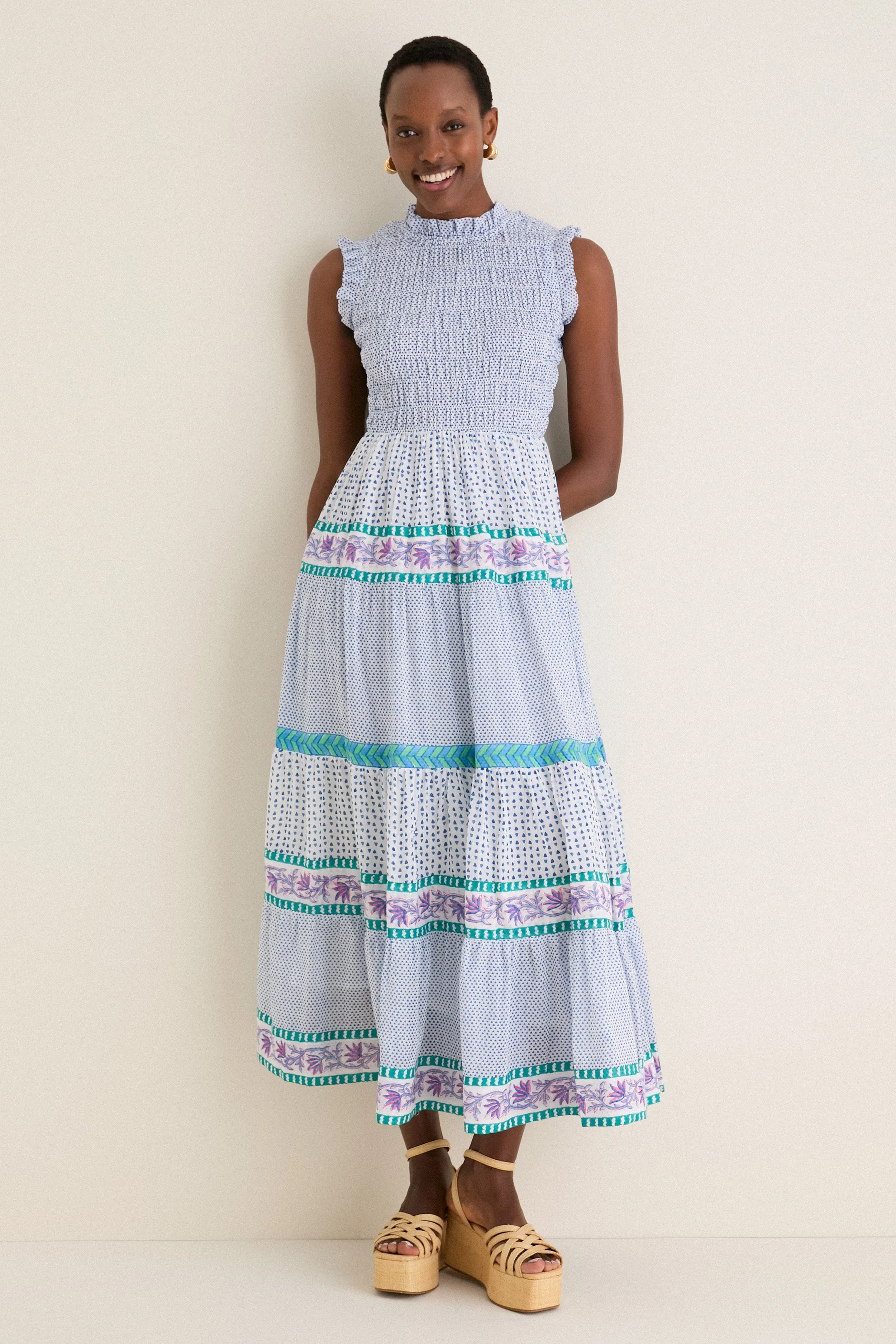 Capri Blue Sleeveless Smocked Maxi Dress sold by Tuckernuck