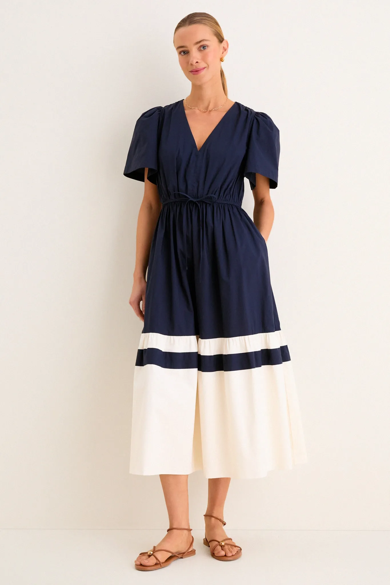 Navy and Cream Mitchell Dress sold by Tuckernuck