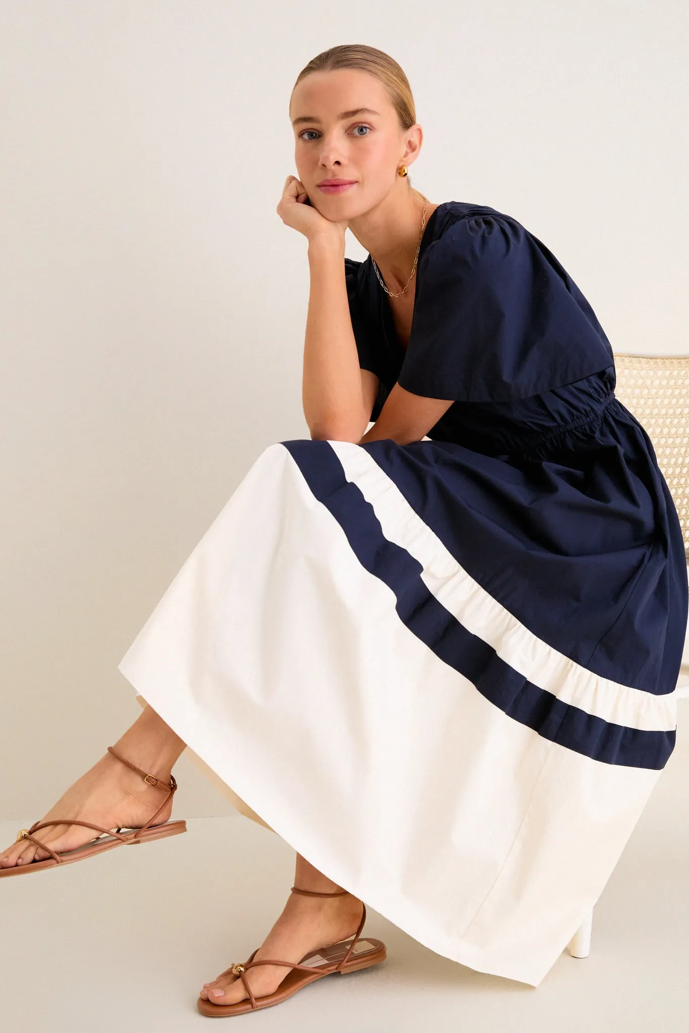 Navy and Cream Mitchell Dress sold by Tuckernuck product image thumbnail 2