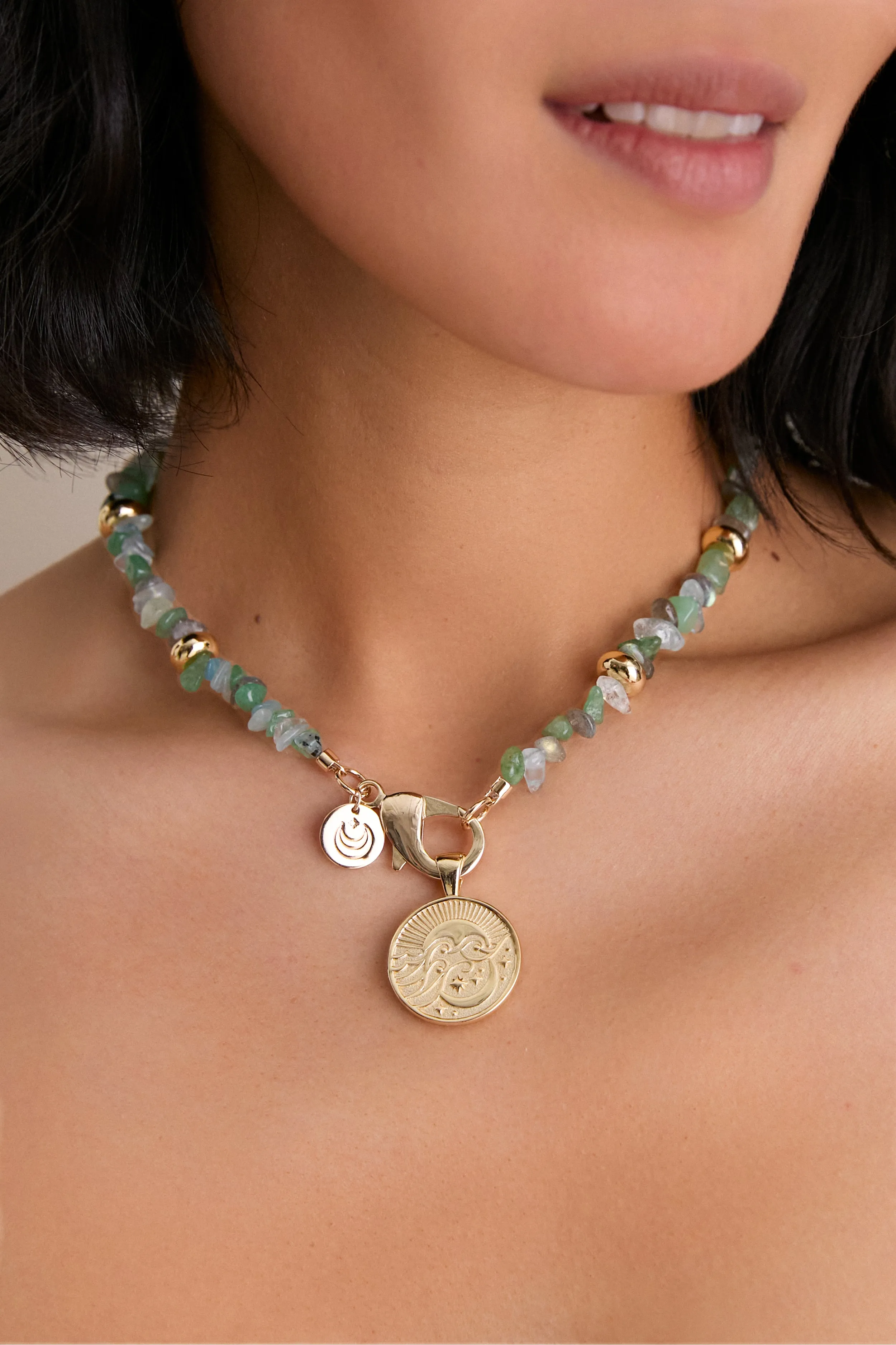 Wanderlust Celestial Small Coin on Strong Seaglass Beaded Necklace sold by Tuckernuck product image thumbnail 4
