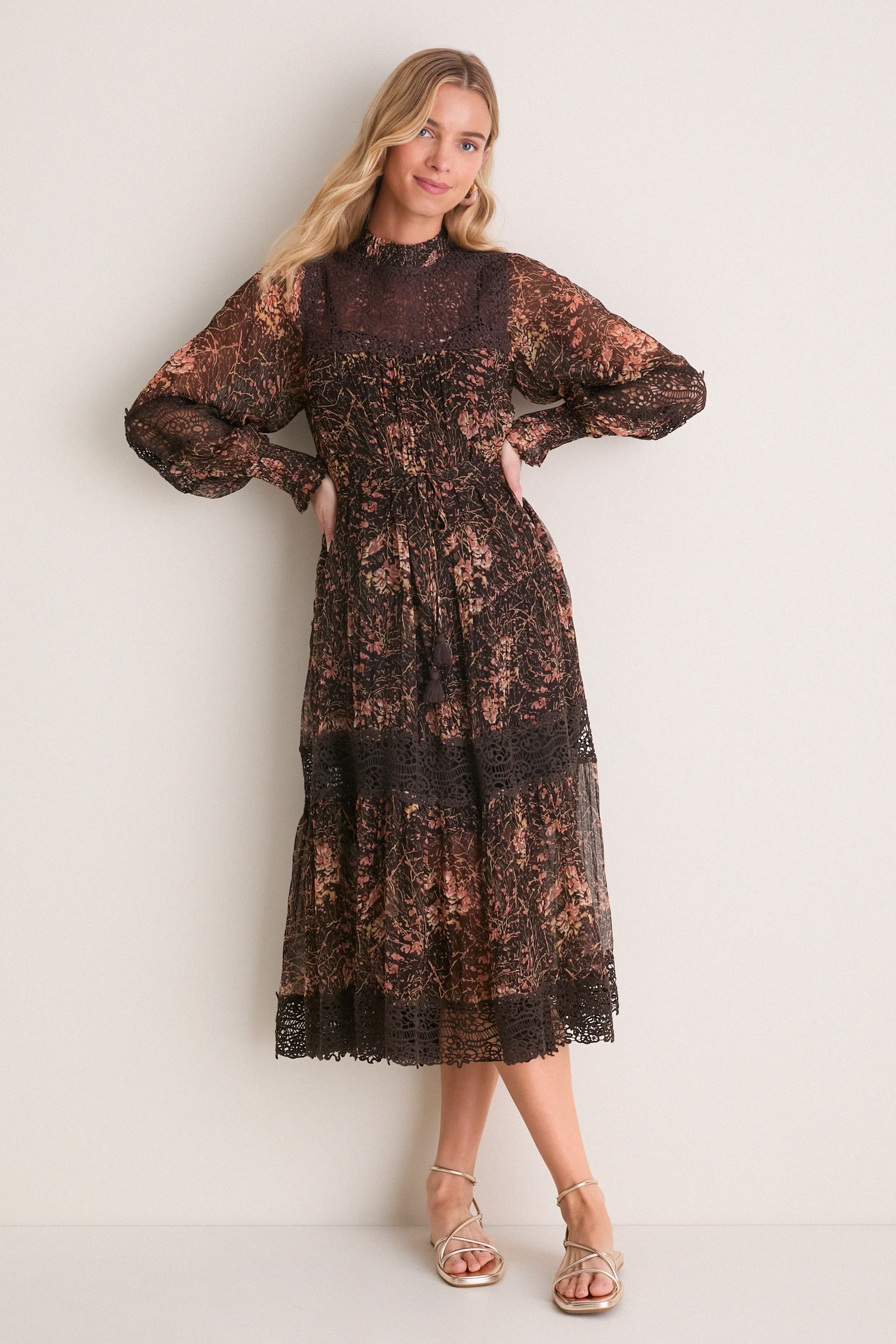 Brown Luisa Print Long Sleeve Dress sold by Tuckernuck product image thumbnail 2