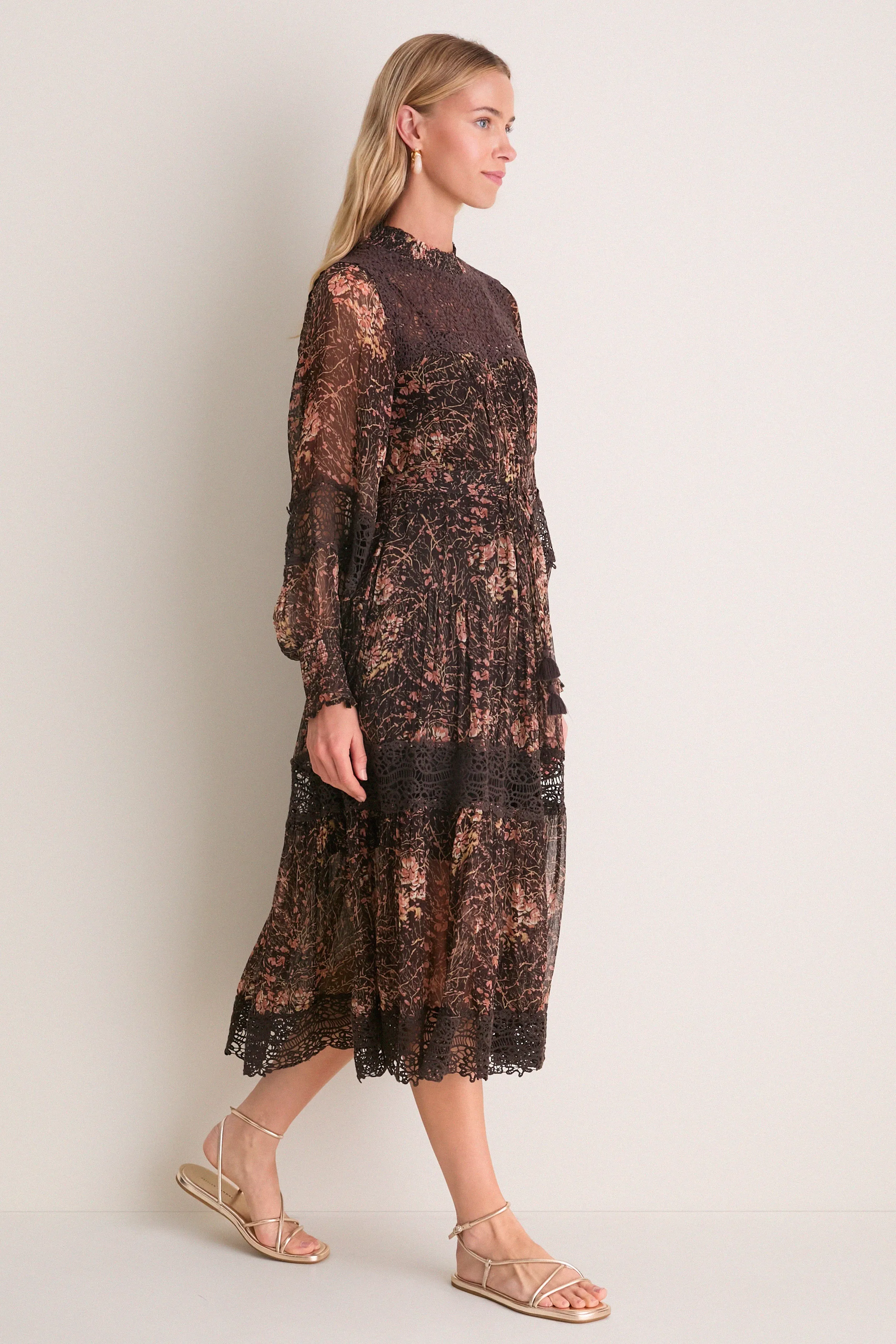Brown Luisa Print Long Sleeve Dress sold by Tuckernuck product image thumbnail 4