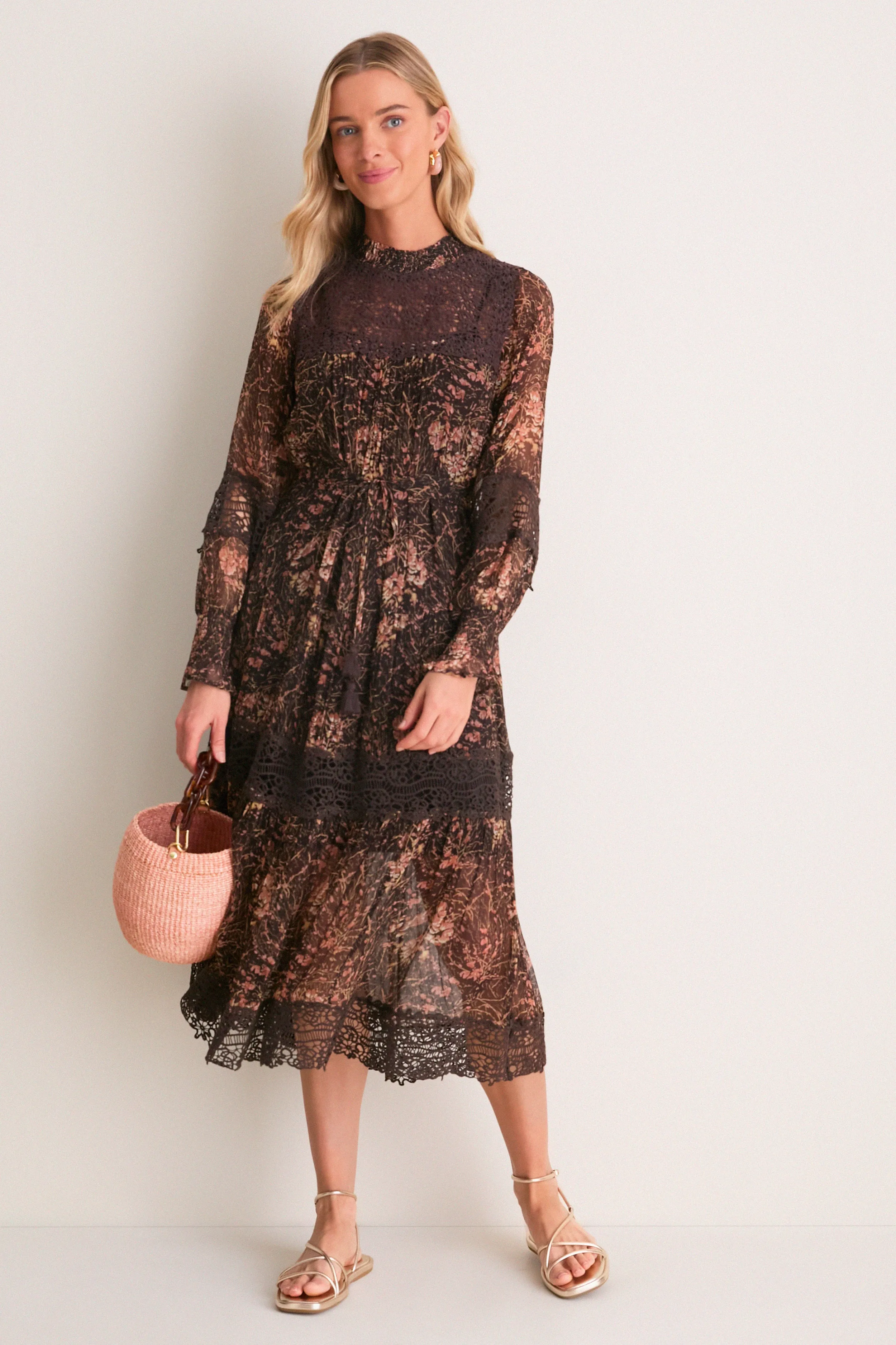 Brown Luisa Print Long Sleeve Dress sold by Tuckernuck