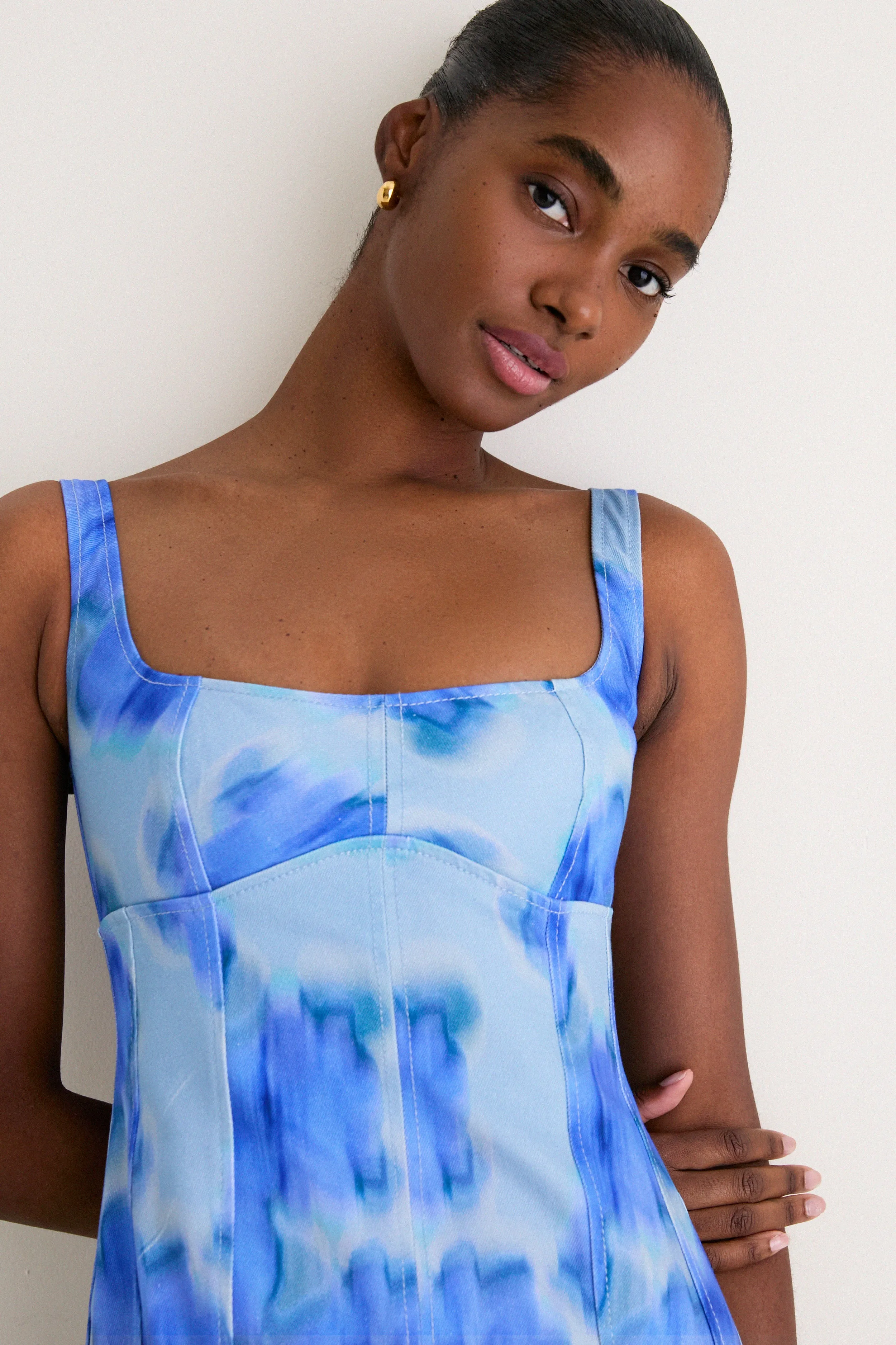 Floralis Blue Charlie Pleat Midi Dress sold by Tuckernuck product image thumbnail 5