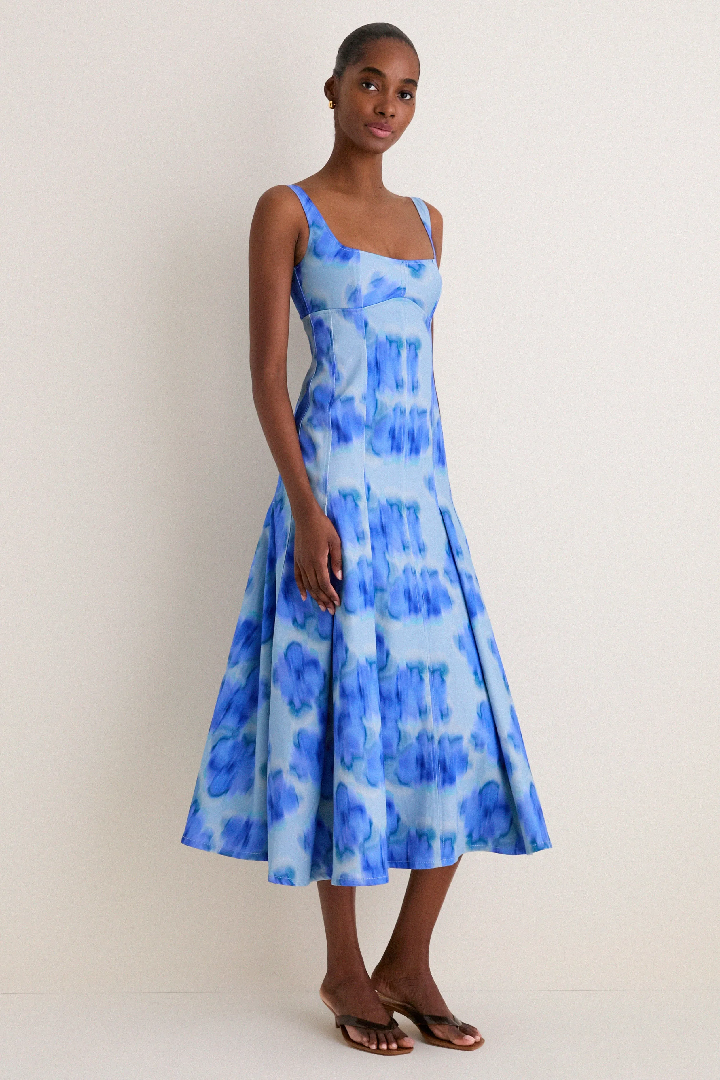 Floralis Blue Charlie Pleat Midi Dress sold by Tuckernuck product image thumbnail 2