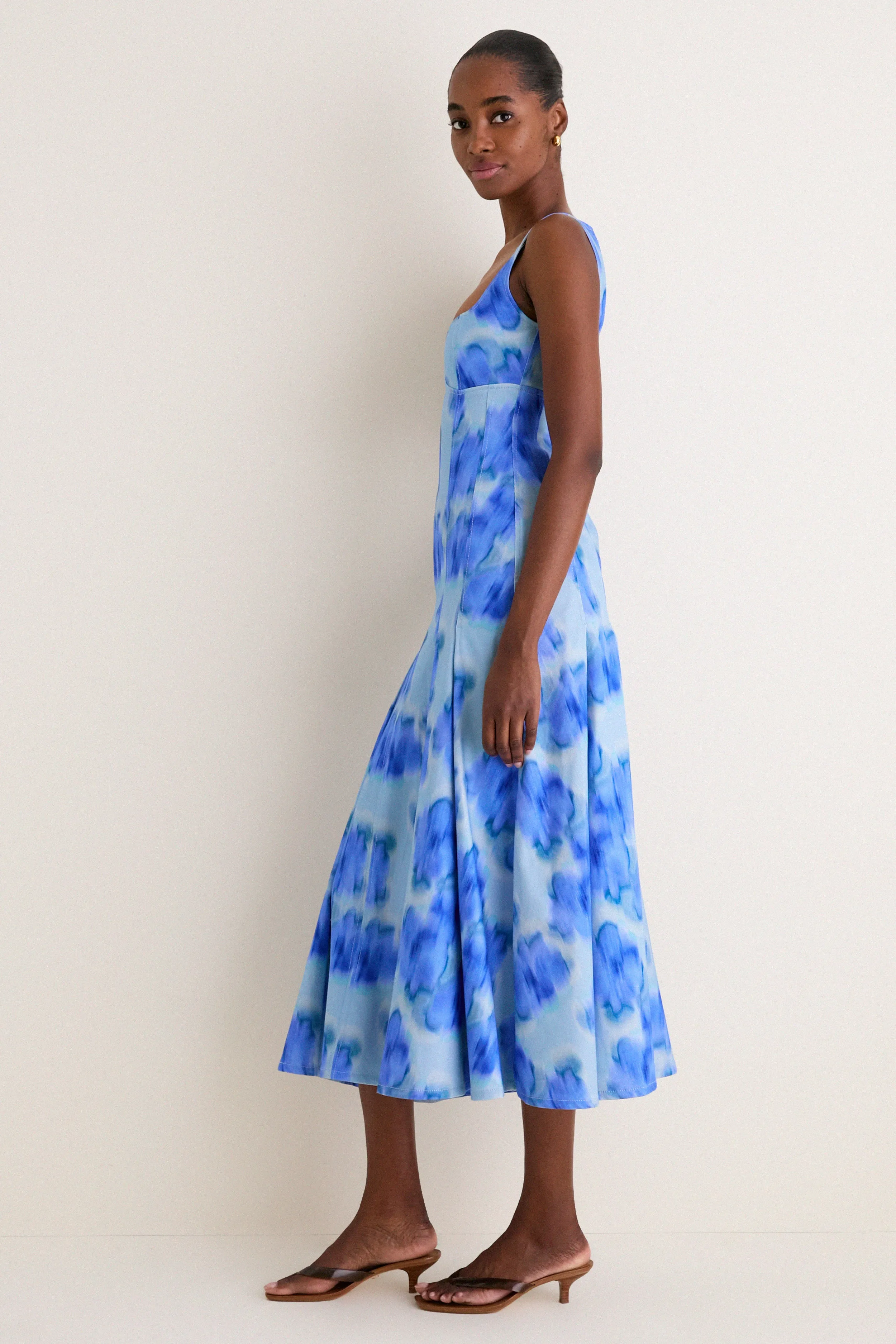 Floralis Blue Charlie Pleat Midi Dress sold by Tuckernuck product image thumbnail 3