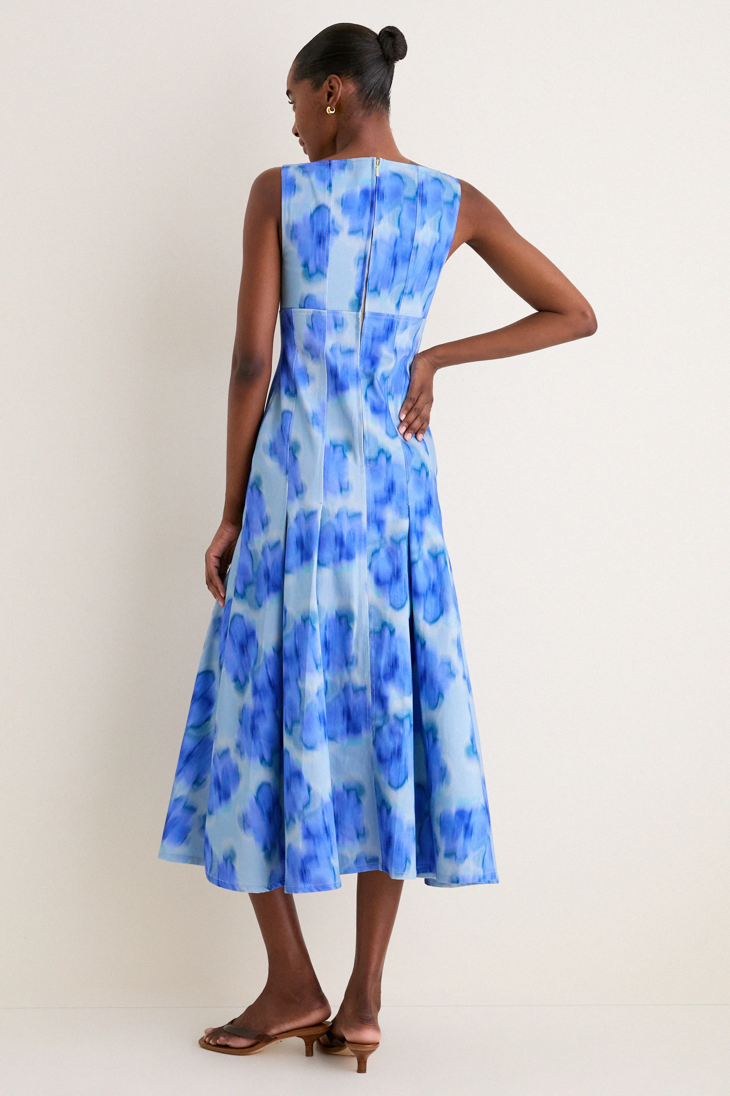 Floralis Blue Charlie Pleat Midi Dress sold by Tuckernuck product image thumbnail 4