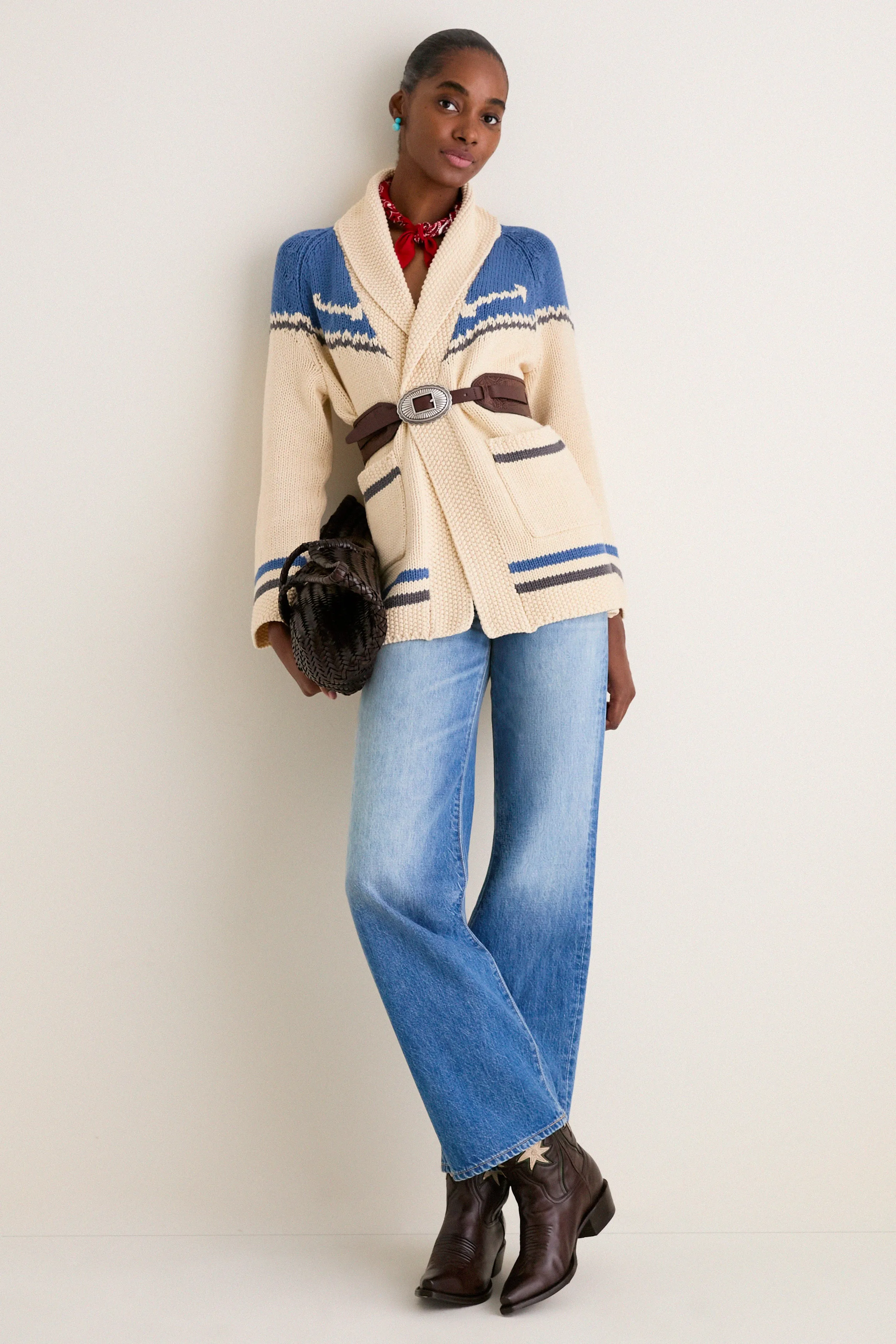 THE GREAT. x Stetson Robin Blue Western Riding Cardigan sold by Tuckernuck product image thumbnail 2