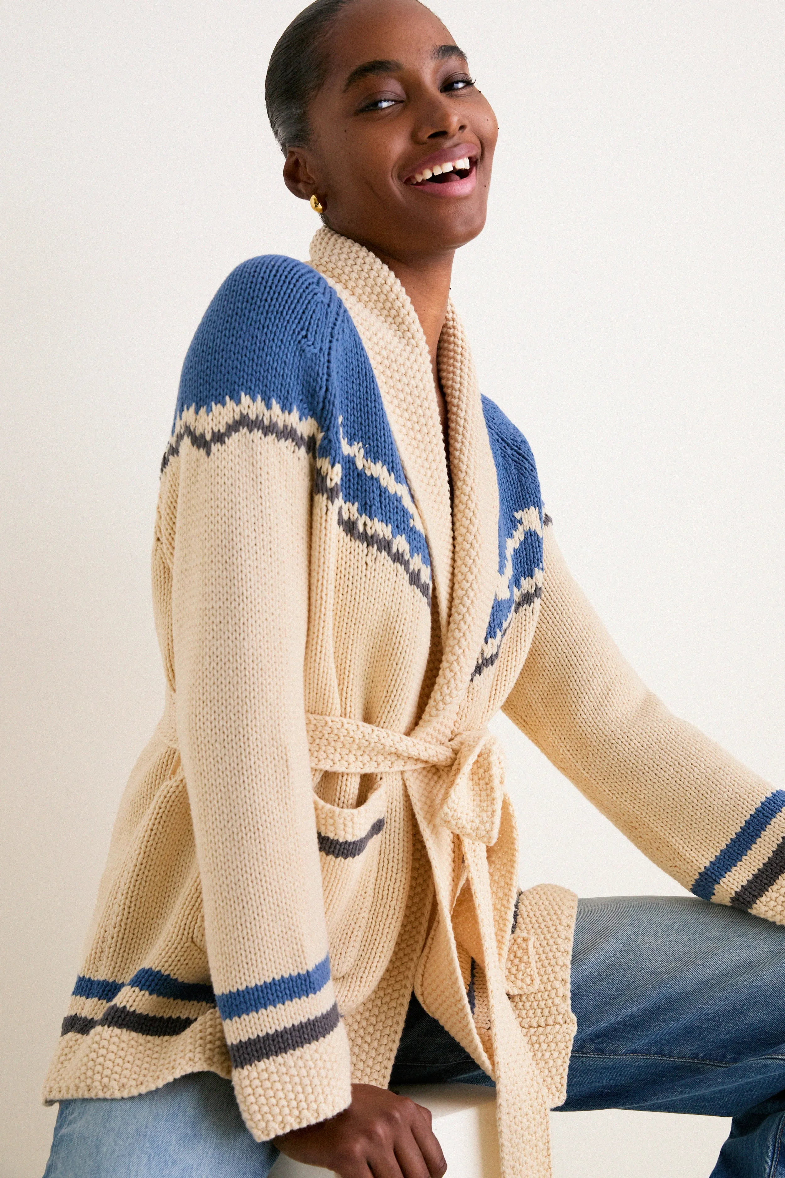 THE GREAT. x Stetson Robin Blue Western Riding Cardigan sold by Tuckernuck product image thumbnail 5