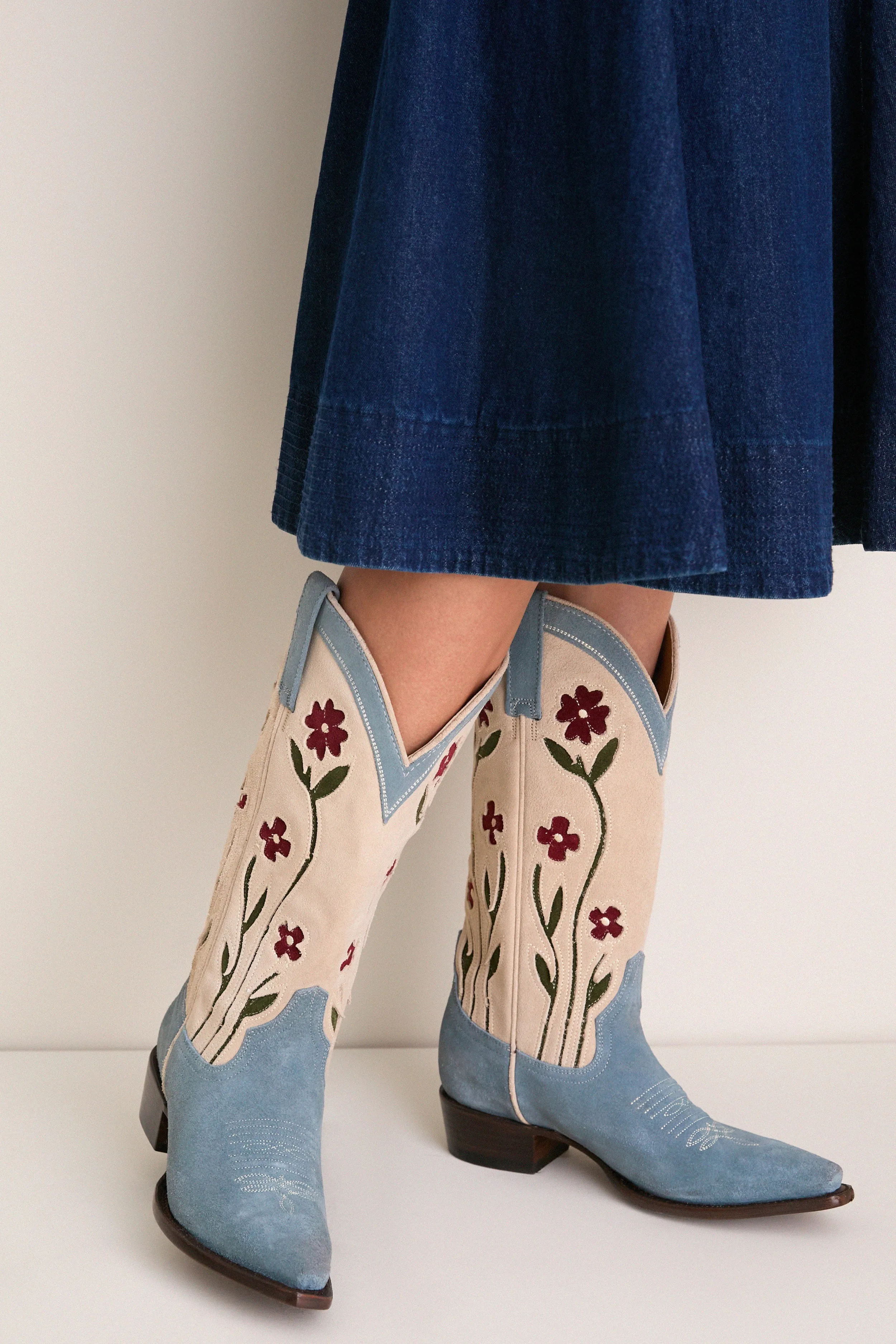 THE GREAT. x Stetson Washed Indigo Floral Cowboy Boot sold by Tuckernuck product image thumbnail 3