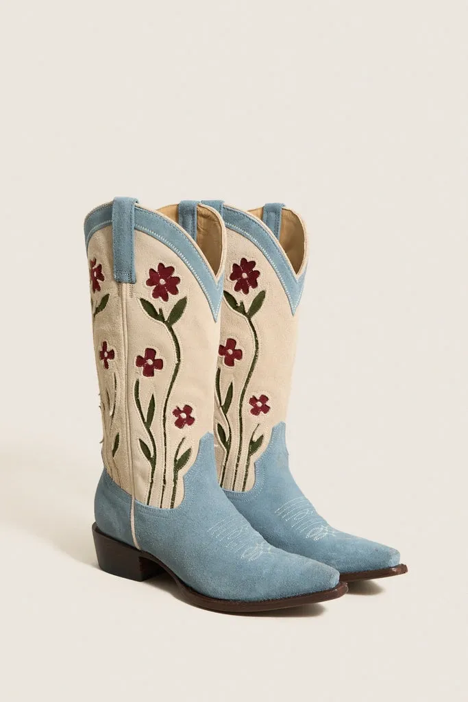 THE GREAT. x Stetson Washed Indigo Floral Cowboy Boot sold by Tuckernuck product image thumbnail 4
