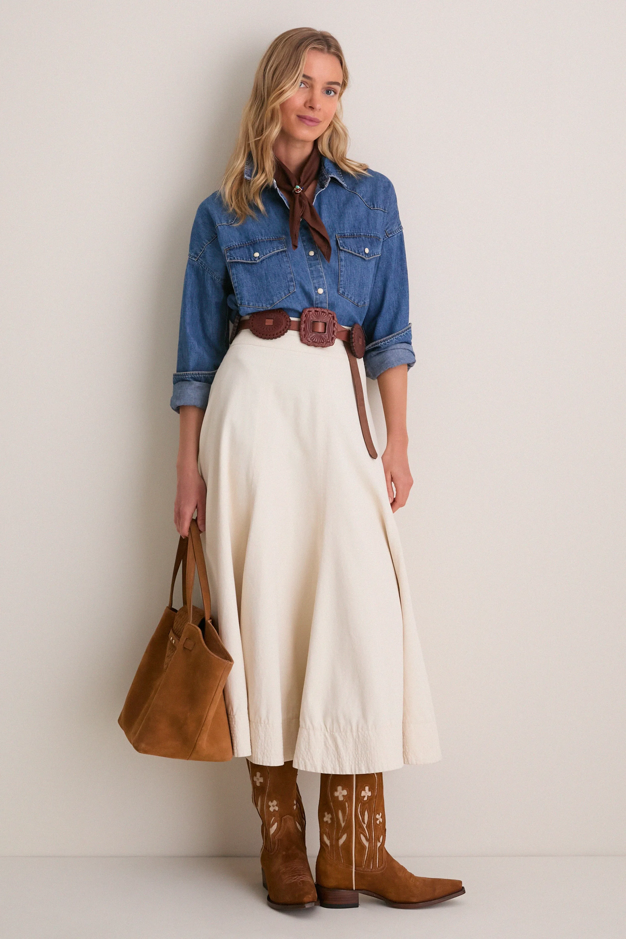 THE GREAT. x Stetson Tan Floral Suede Cowboy Boot sold by Tuckernuck product image thumbnail 2