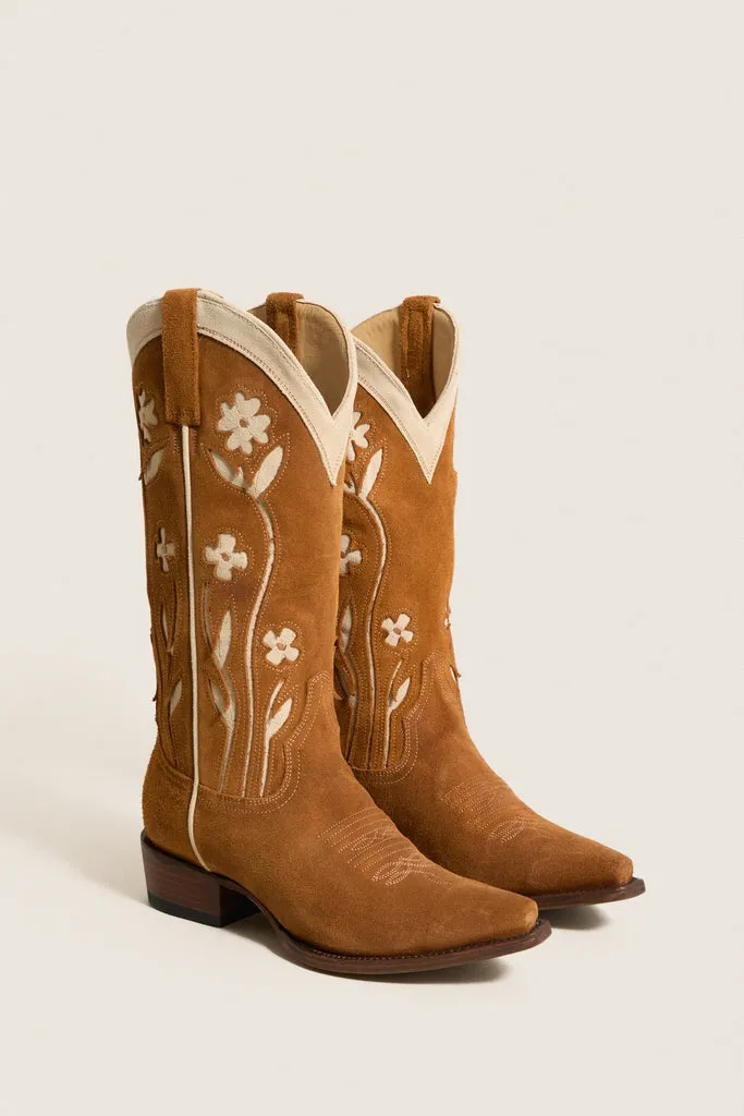 THE GREAT. x Stetson Tan Floral Suede Cowboy Boot sold by Tuckernuck product image thumbnail 3
