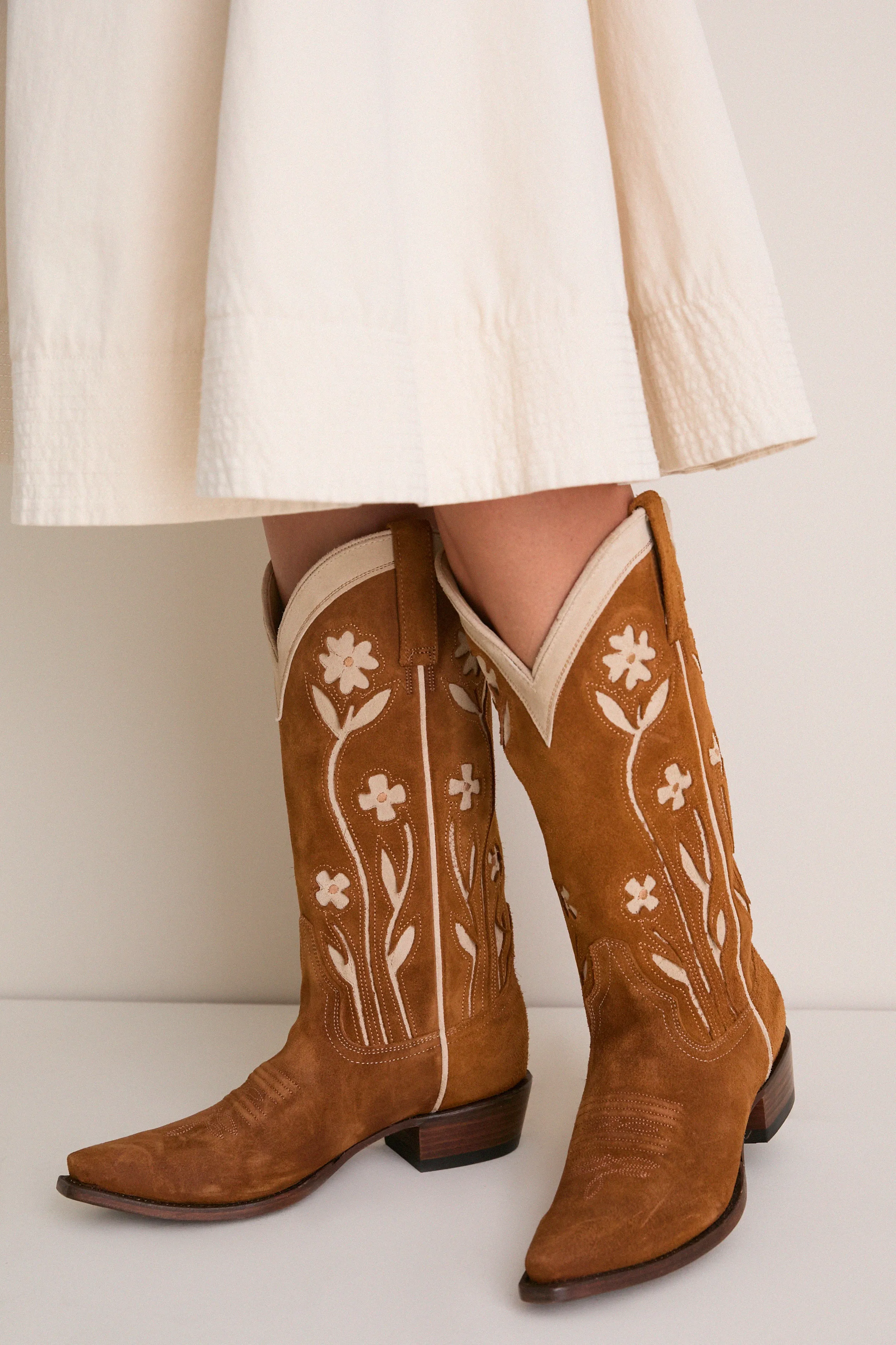 THE GREAT. x Stetson Tan Floral Suede Cowboy Boot sold by Tuckernuck product image thumbnail 4