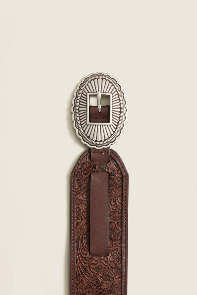 THE GREAT. x Stetson Brown and Silver Tooled Waist Belt sold by Tuckernuck product image thumbnail 3