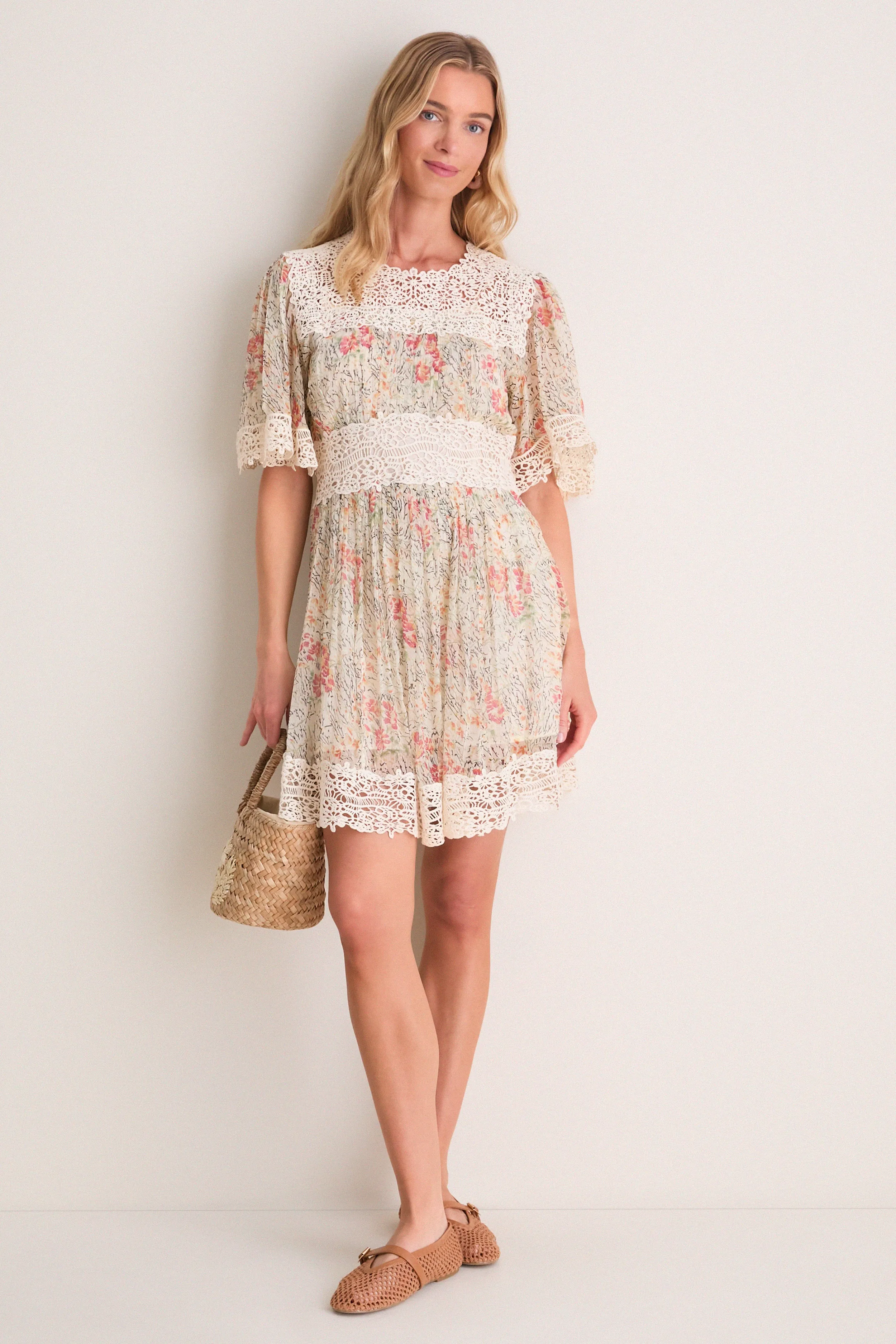 Cream Luisa Print Short Sleeve Mini Dress sold by Tuckernuck product image thumbnail 2
