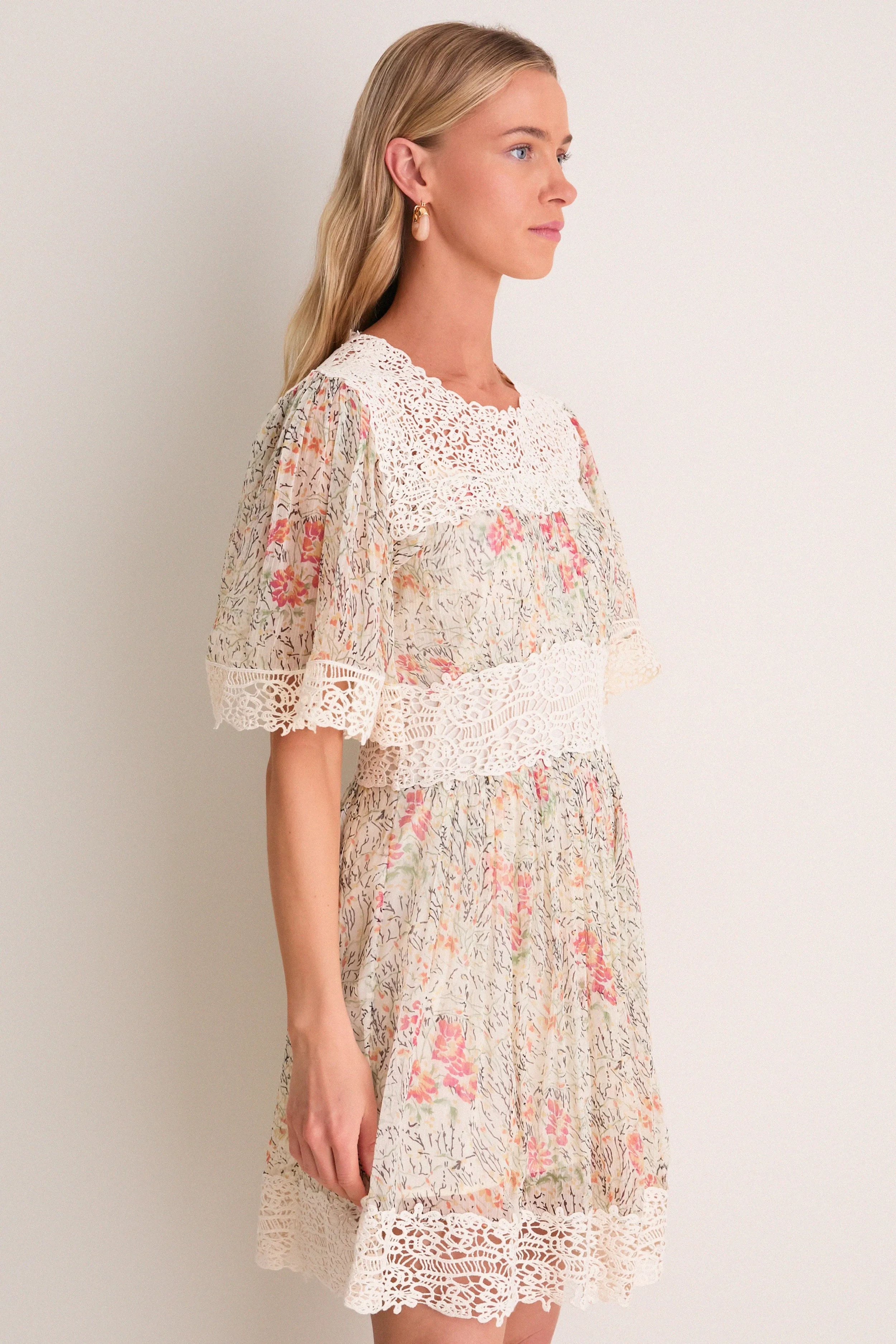 Cream Luisa Print Short Sleeve Mini Dress sold by Tuckernuck product image thumbnail 4