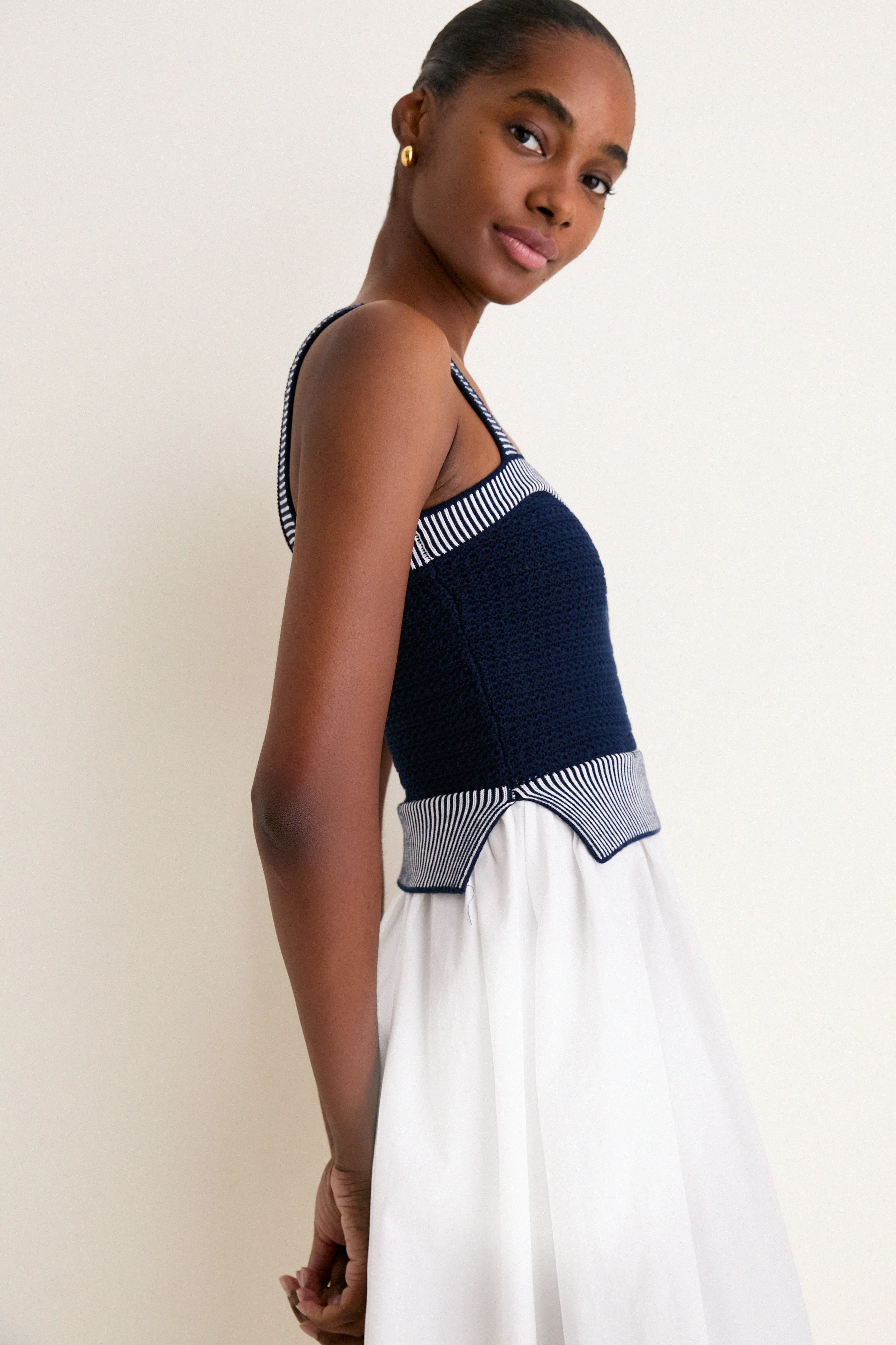 Navy and Off White Knit Top Midi Dress sold by Tuckernuck product image thumbnail 2