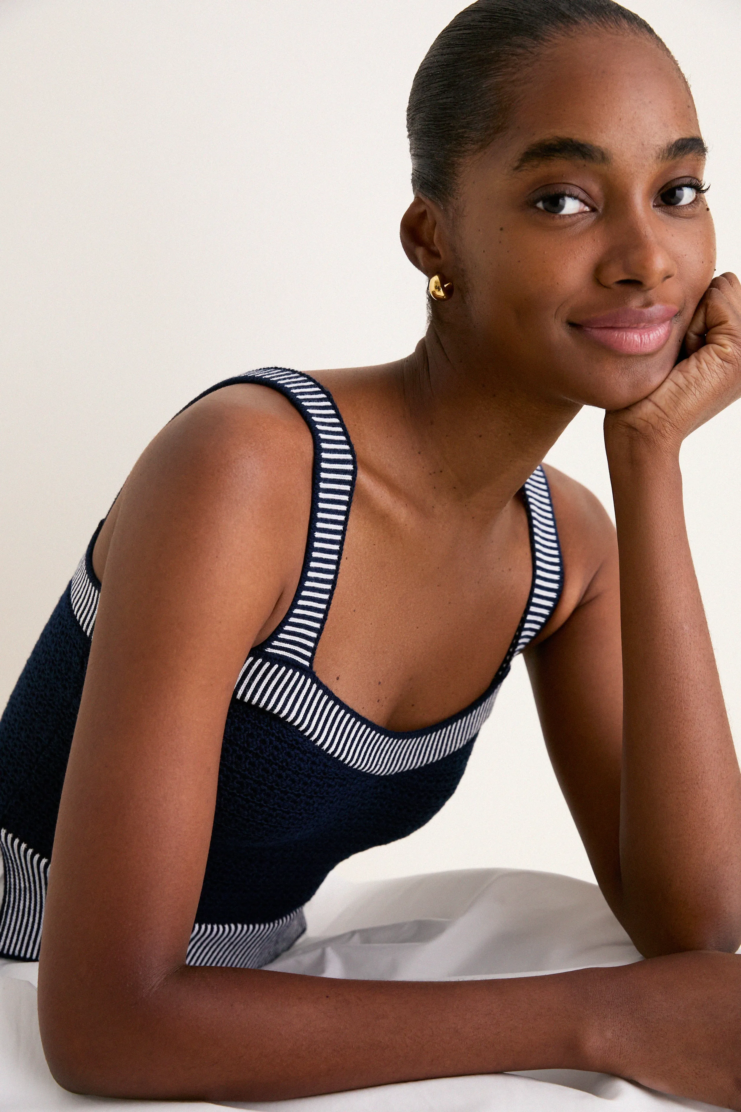 Navy and Off White Knit Top Midi Dress sold by Tuckernuck product image thumbnail 5