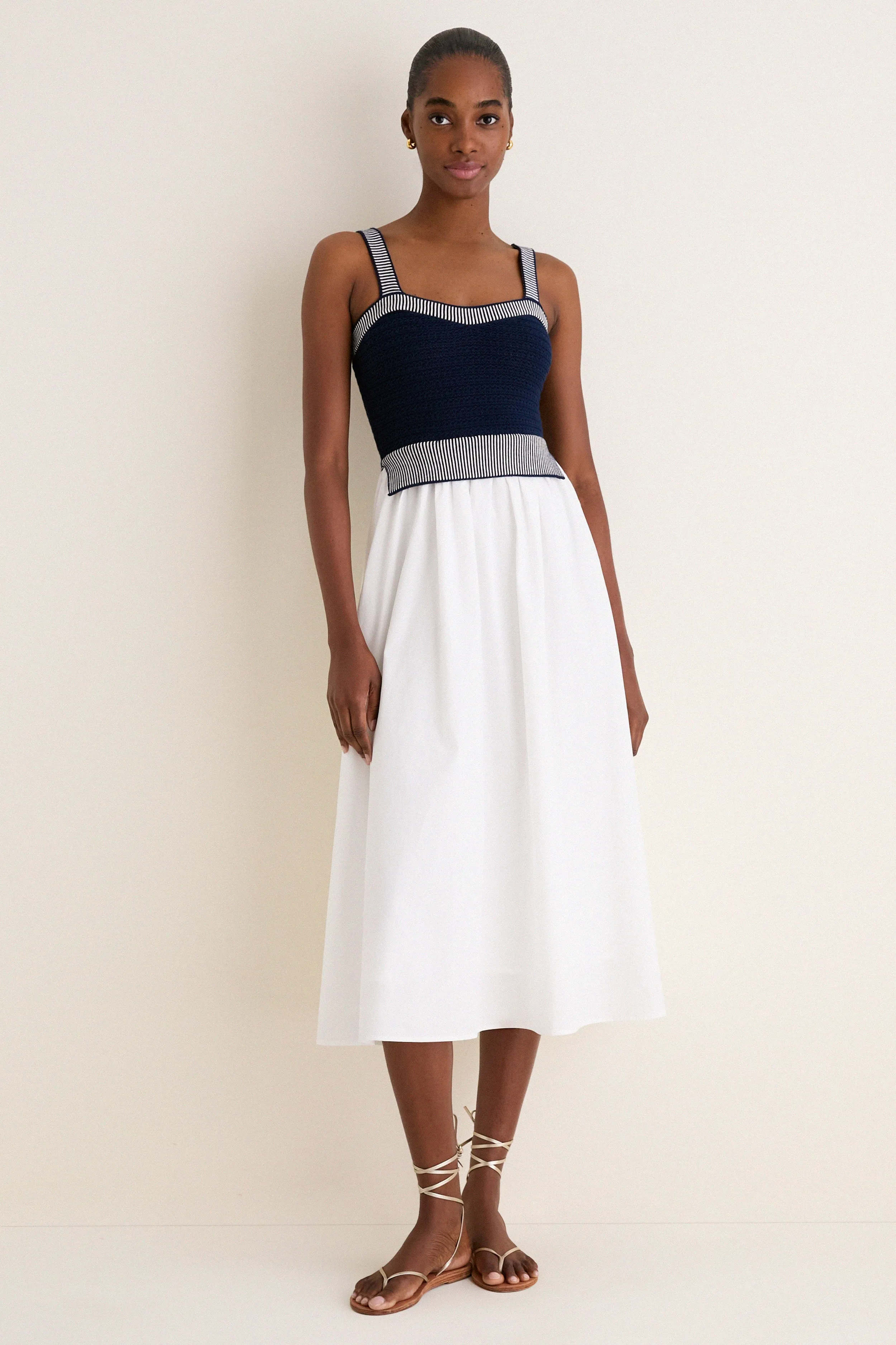 Navy and Off White Knit Top Midi Dress sold by Tuckernuck