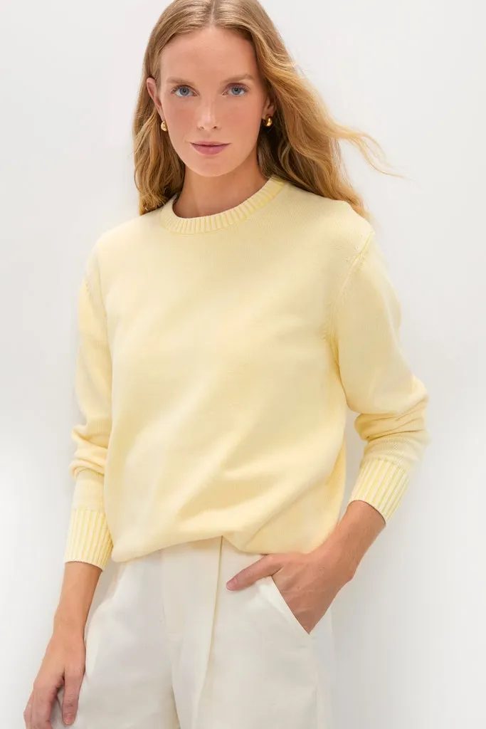 Pale Yellow Stone Washed Cotton Anne Crewneck sold by Tuckernuck