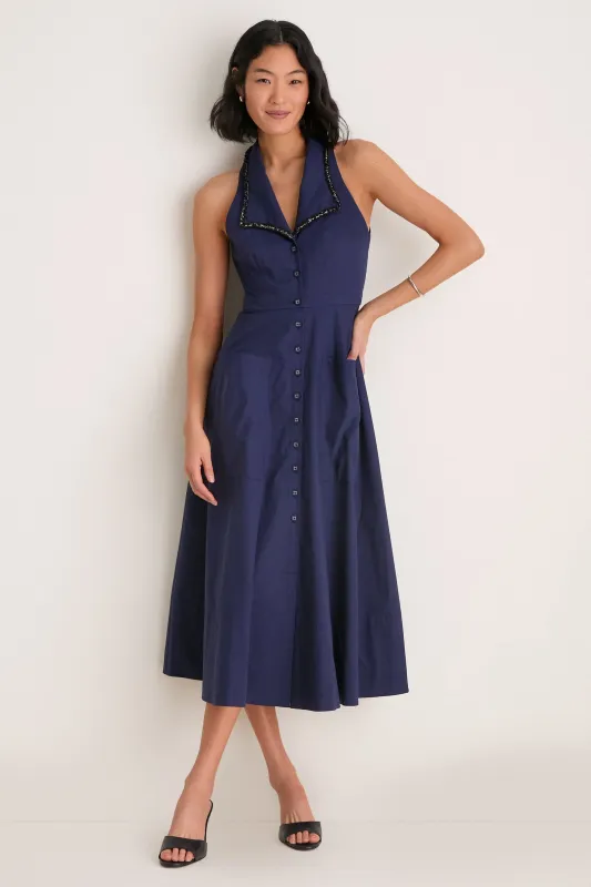 True Navy Jessica Midi Dress made by SALONI