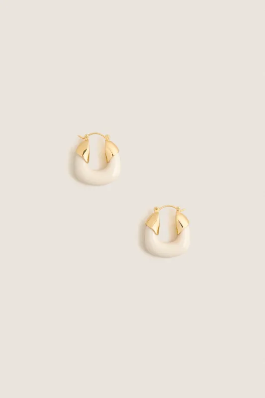 Alabaster Mini Organic Hoops made by Lizzie Fortunato