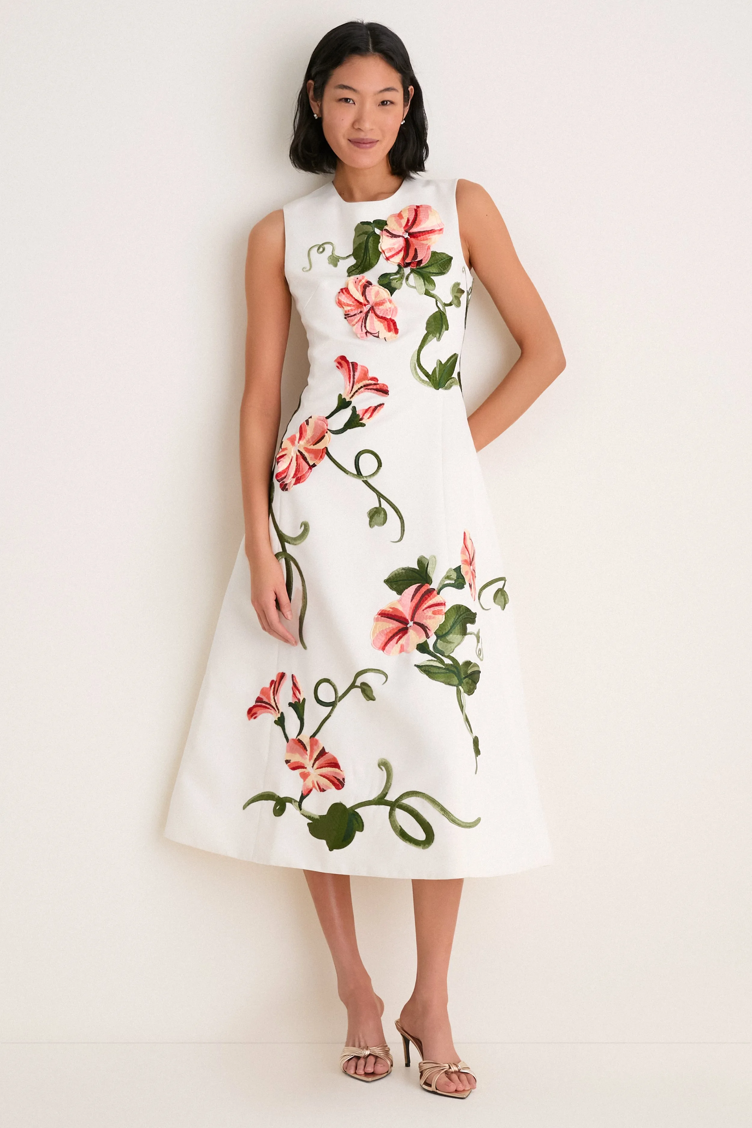 Snow Vine Print Cleo Applique Midi Dress sold by Tuckernuck