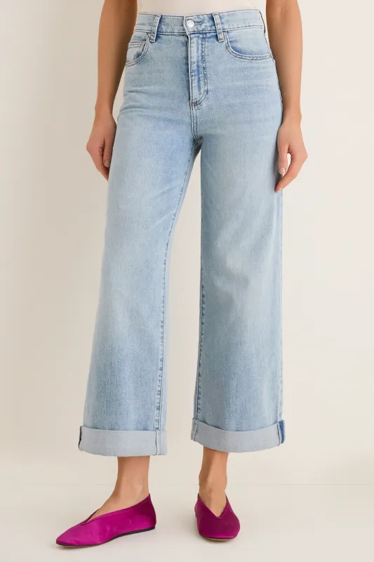 American Beauty High Rise Column Jean with Double Cuff made by Le Jean