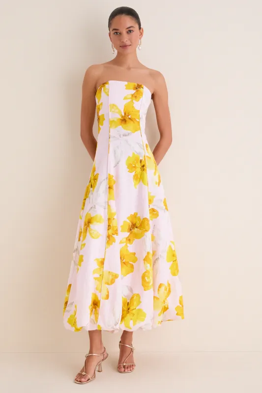 Pink and Yellow Francine Strapless Maxi Dress made by Kivari