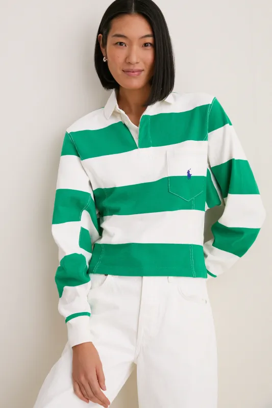 Billiard Green and Deckwash White Vintage Jersey Knit Polo made by Polo by Ralph Lauren
