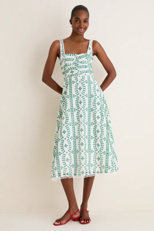 Green Multi Embroidered Detail Midi Dress made by Moon River