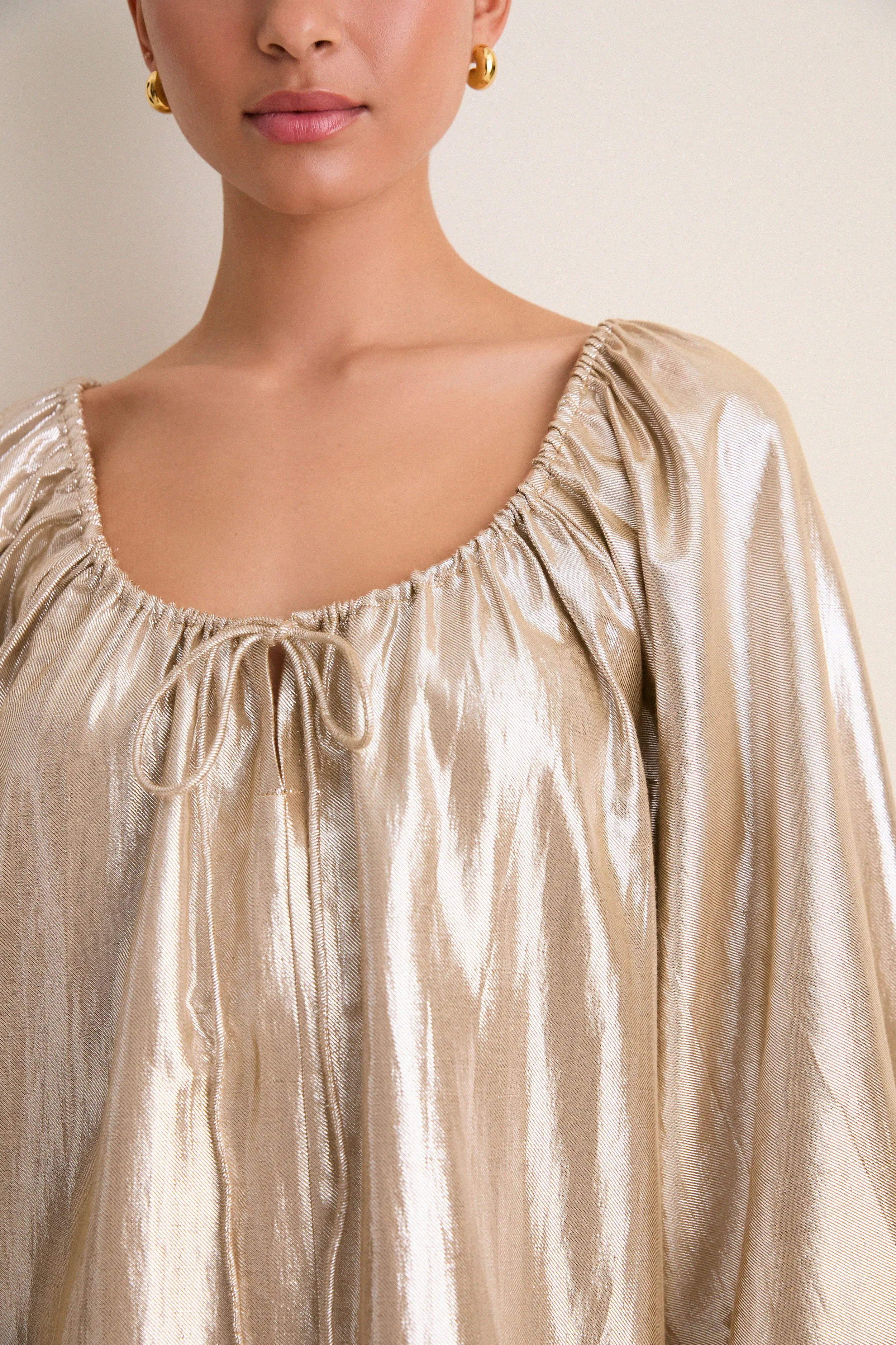 Gold Metallic Claudine Mini Dress sold by Tuckernuck product image thumbnail 5