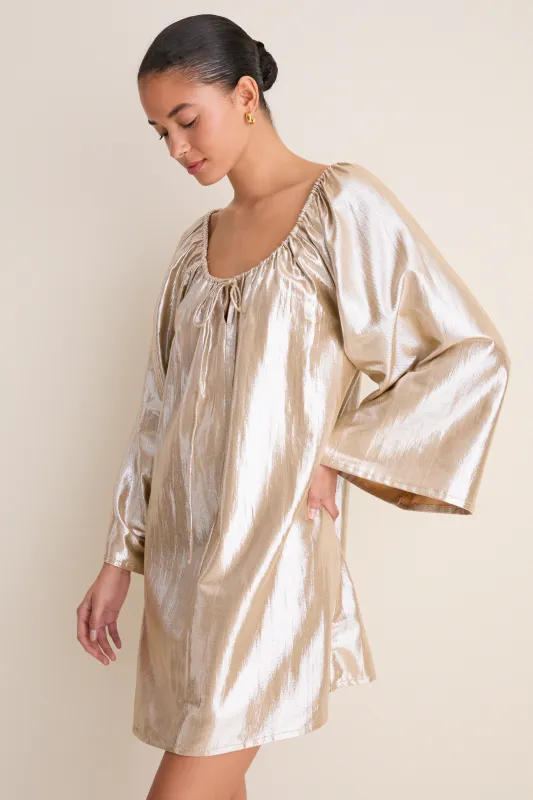 Gold Metallic Claudine Mini Dress made by Tuckernuck